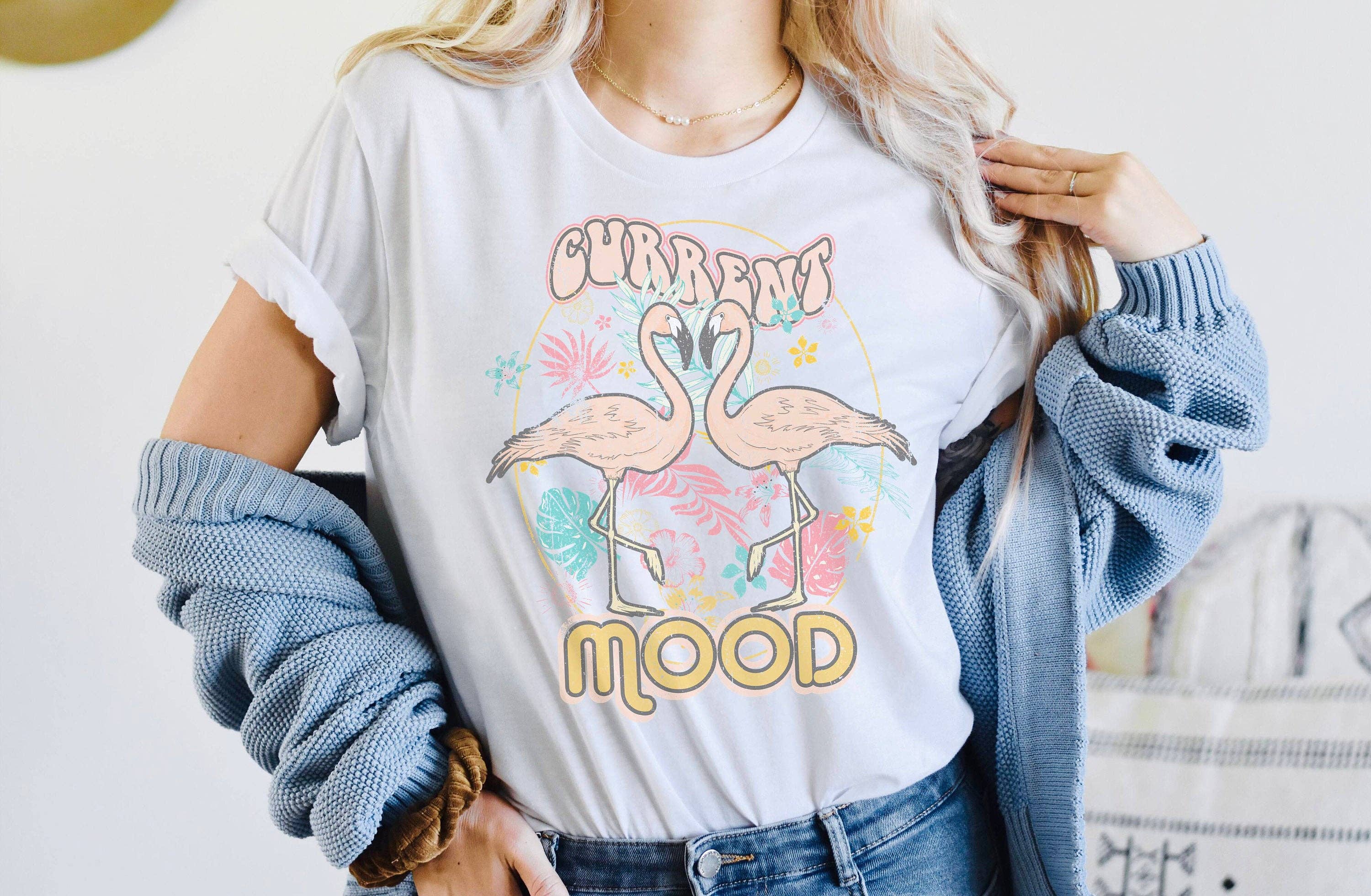 Current Mood Flamingo | Beachy Vibes Tee L Mom Hoodie, Sweatshirt | PodTeesHub.com