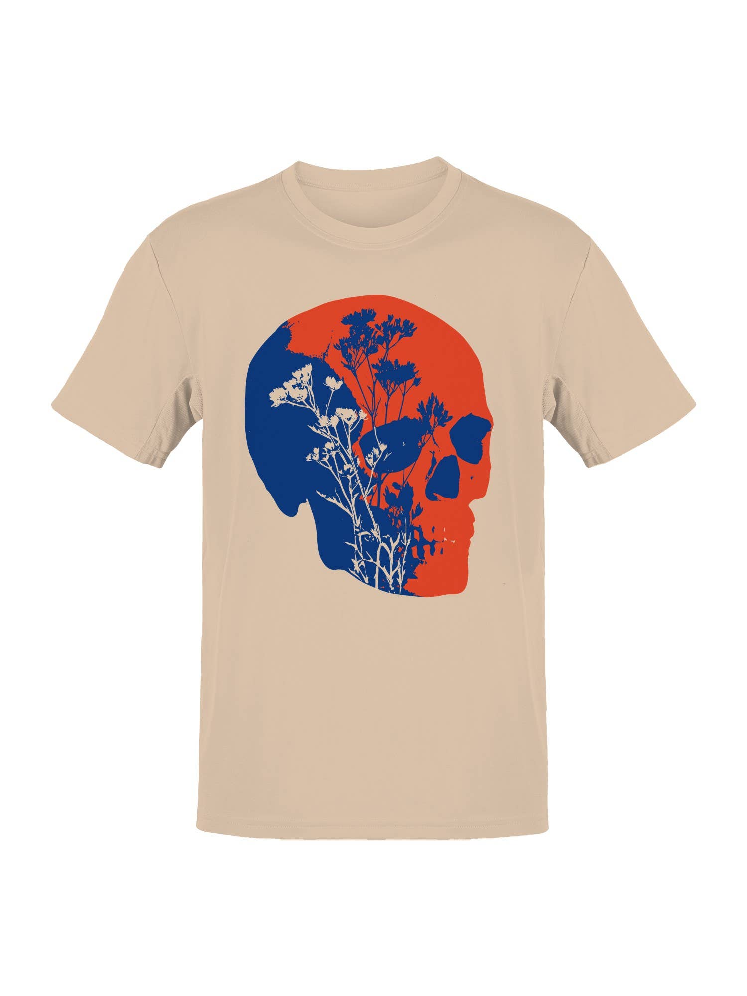 Floral Skull Art in Red and Blue Men's T-Shirt Hoodie, Sweatshirt | PodTeesHub.com