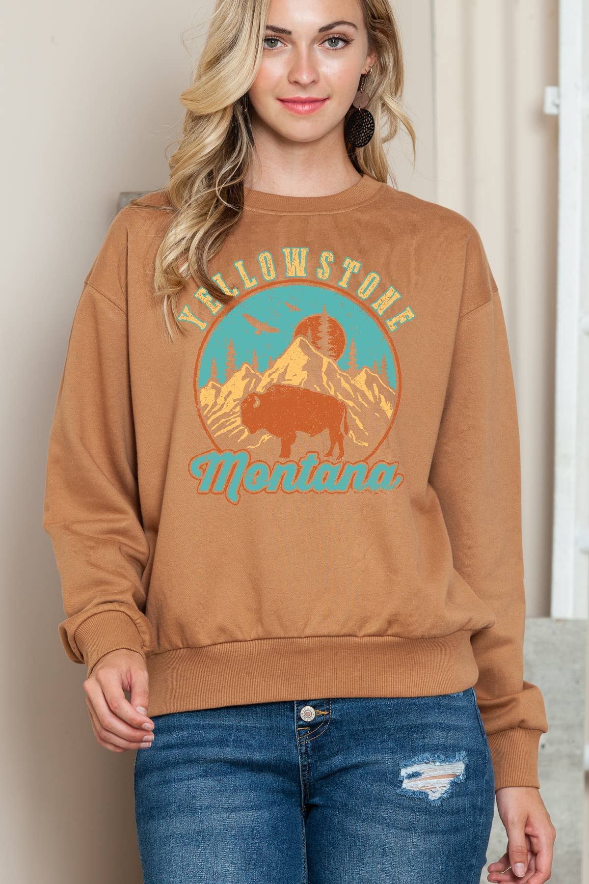 Women Montana Graphic Print Pullover Sweater Top T-Shirts, Hoodie, Sweatshirt | PodTeesHub.com