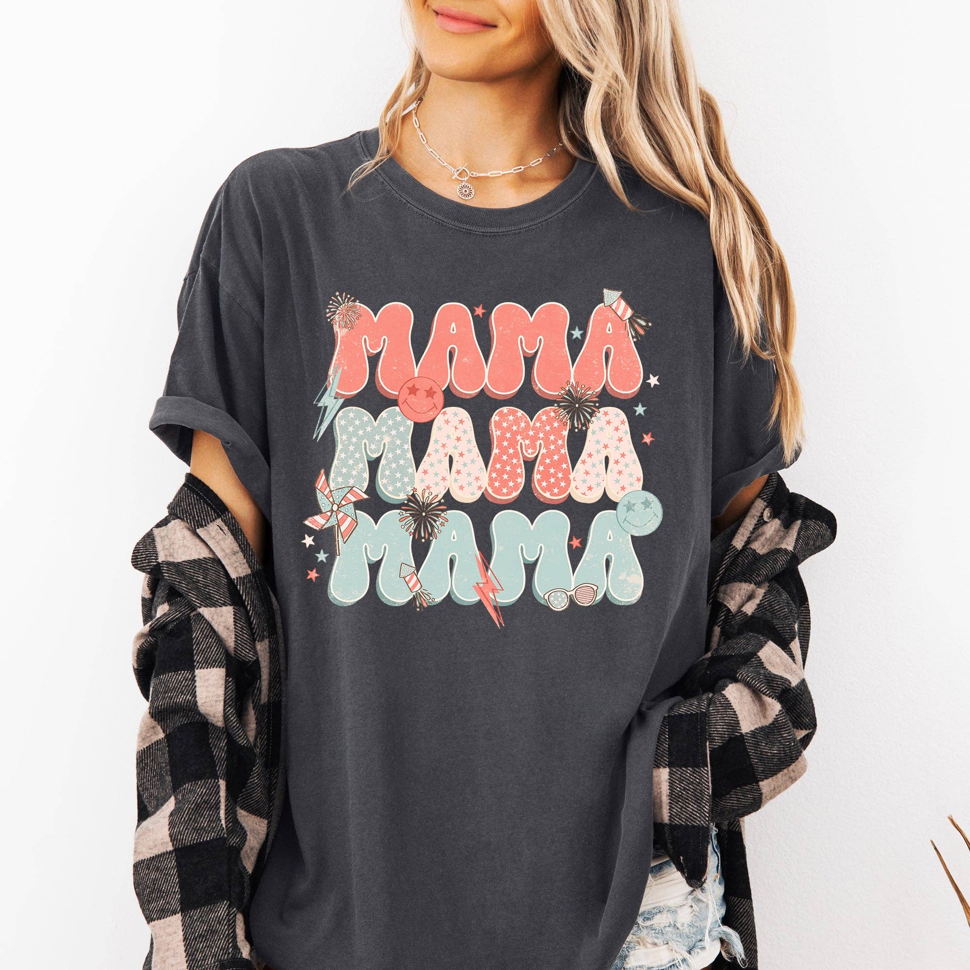 Mama, Patriotic, 4th of July, Fireworks, Retro, USA, America, 4th of July Tshirt Hoodie, Sweatshirt | PodTeesHub.com