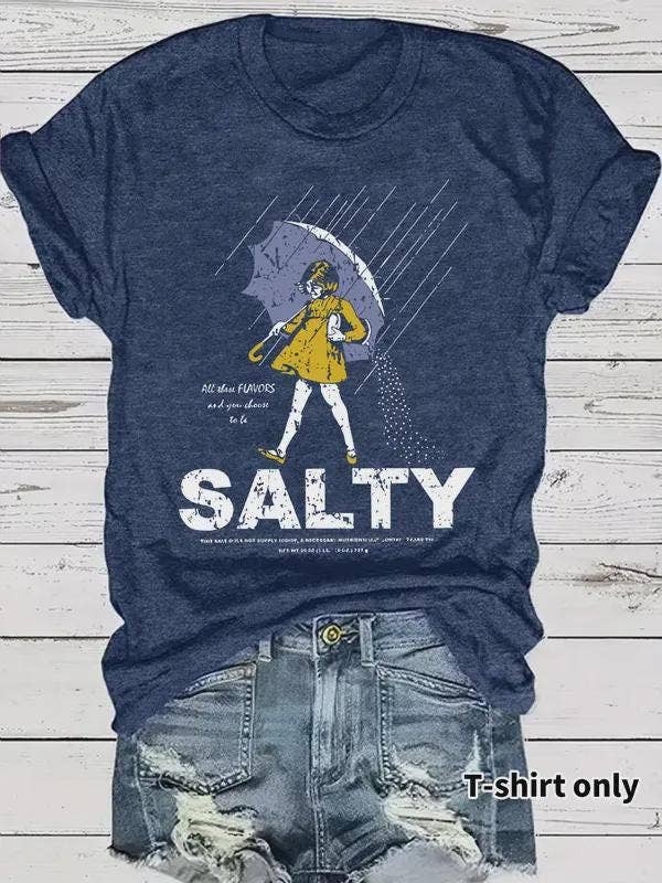Vintage Salty Girl Tee - Trendy Umbrella Top Hoodie, Sweatshirt | PodTeesHub.com