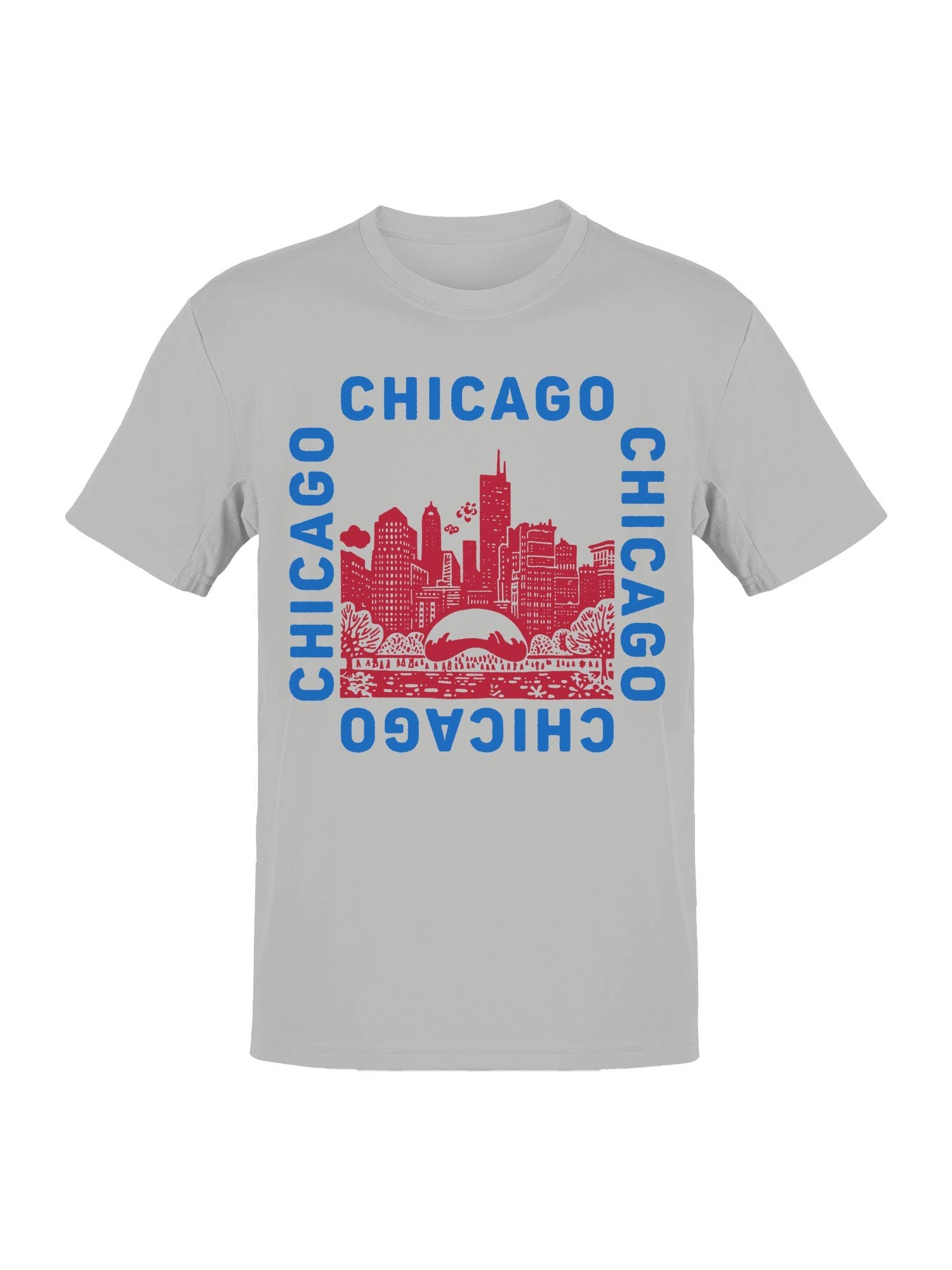 Chicago Skyline Red-Blue Illustration Men's T-Shirt Hoodie, Sweatshirt | PodTeesHub.com
