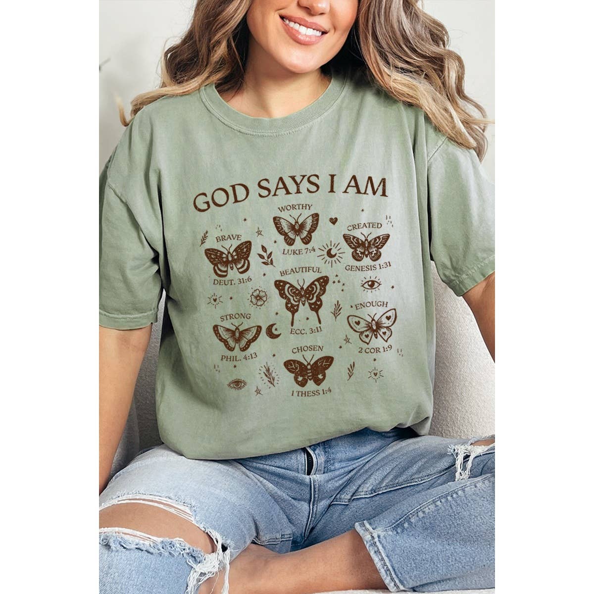 God Says I Am Christian Vintage Graphic Oversized Tee Hoodie, Sweatshirt | PodTeesHub.com