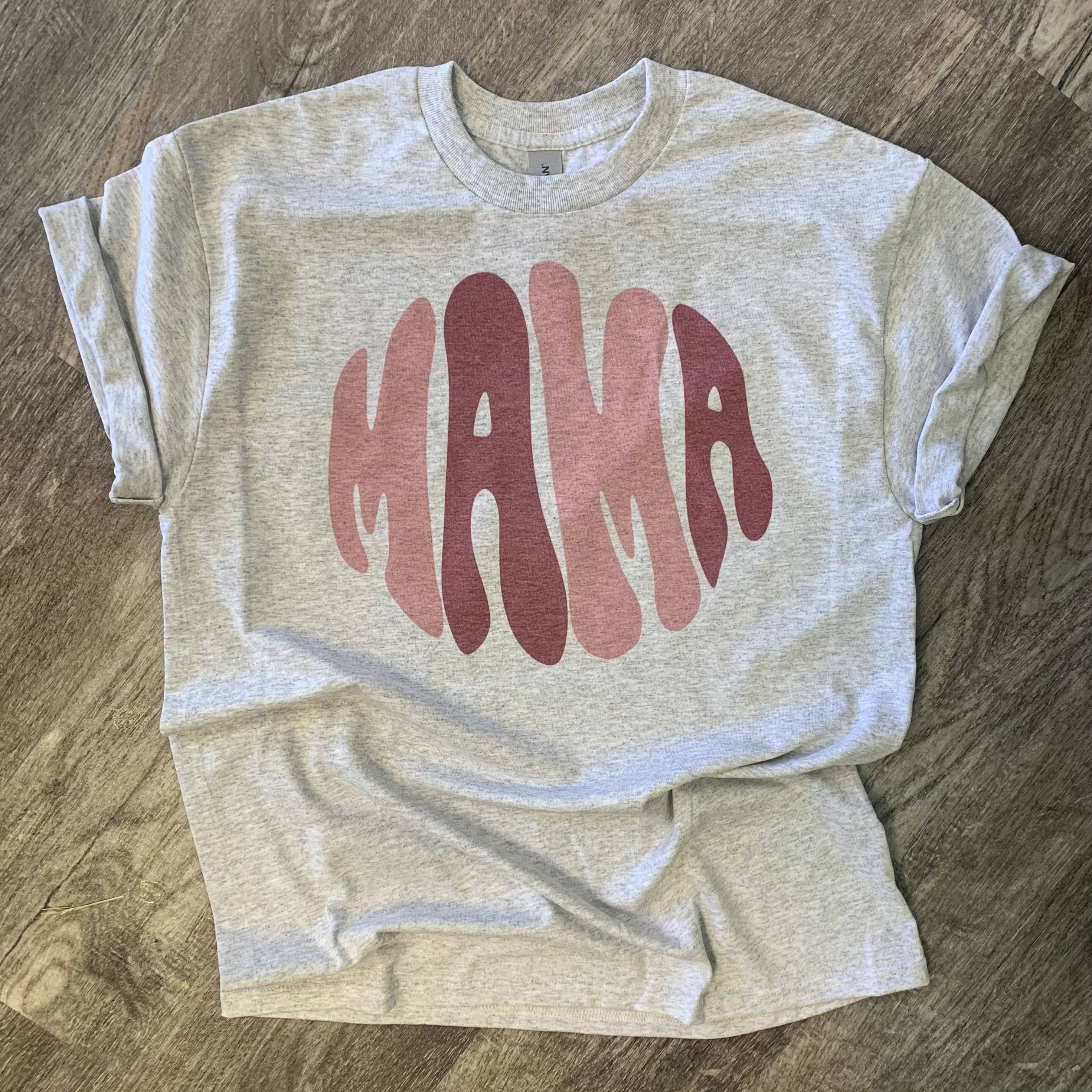 Bubble Letter Mama On Ash Gray Tee Hoodie, Sweatshirt | PodTeesHub.com