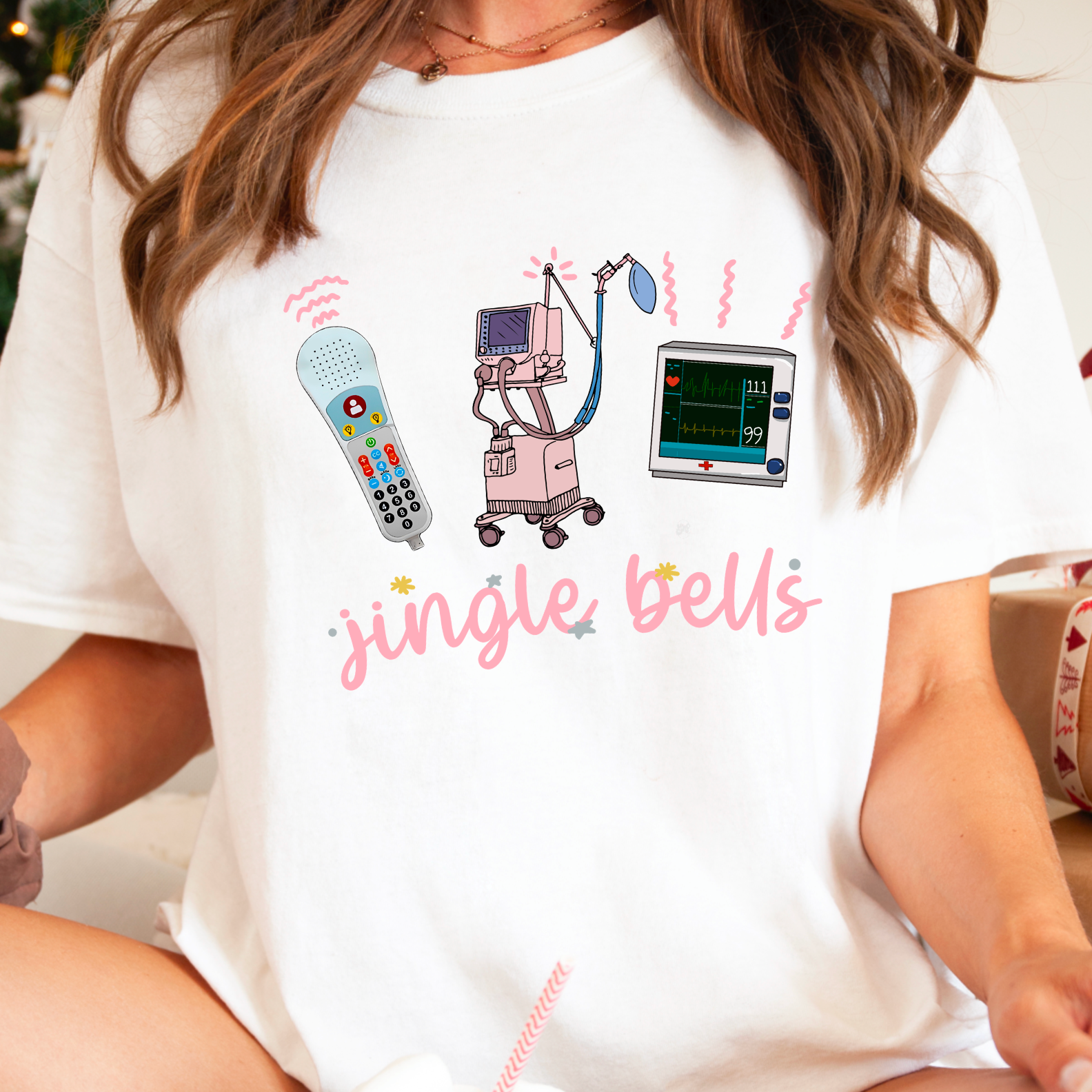 Nurse Jingle Bells Christmas Gildan Graphic Tee Hoodie, Sweatshirt | PodTeesHub.com