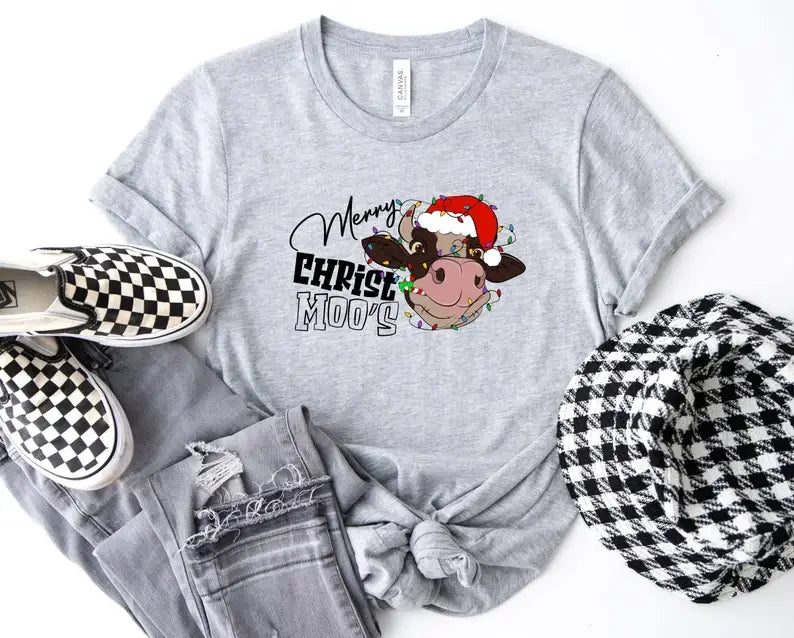 Merry Christ Moo's T-Shirt Hoodie, Sweatshirt | PodTeesHub.com