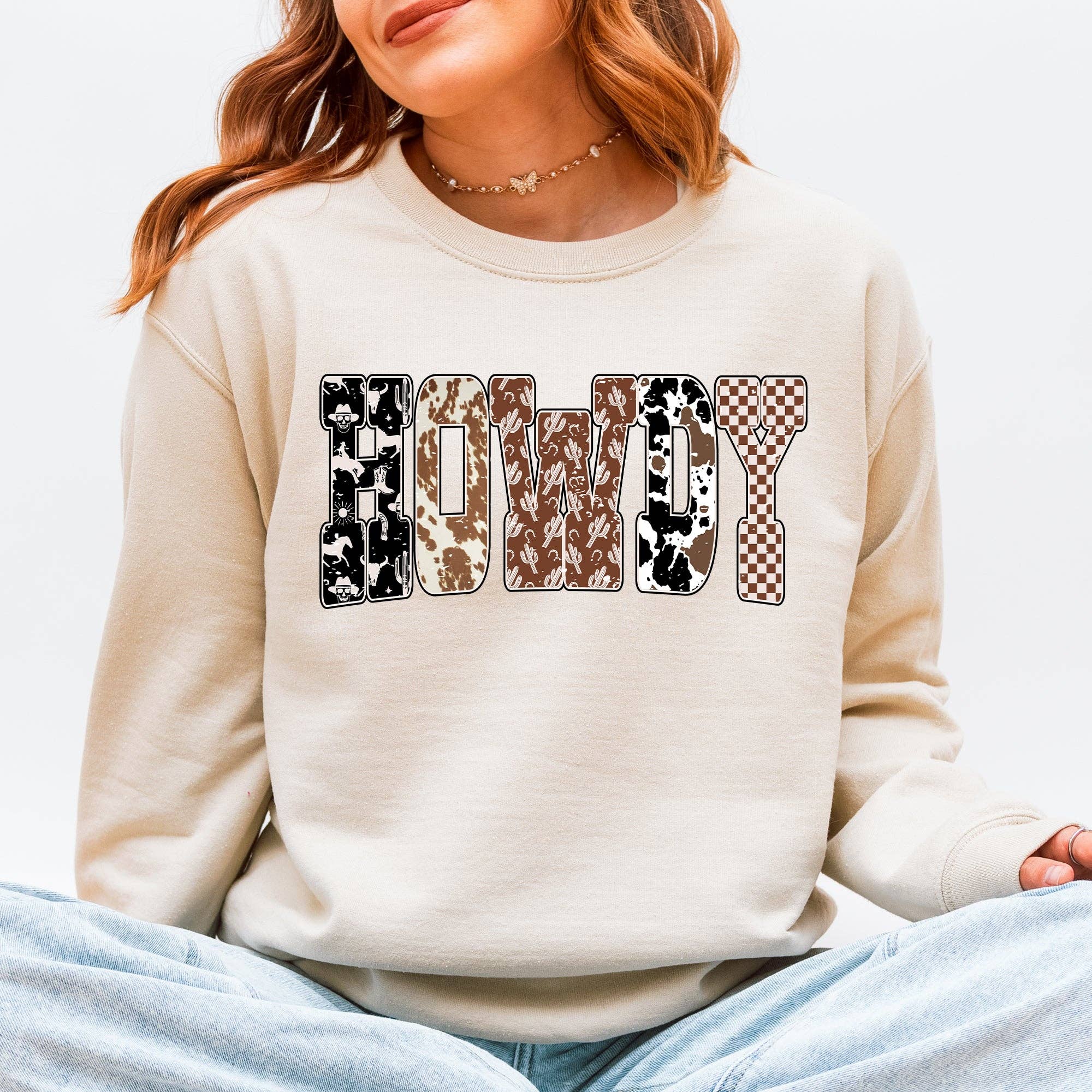 Howdy, Cowboy Print, Cactus, Western, Country Sweatshirt T-Shirts, Hoodie | PodTeesHub.com