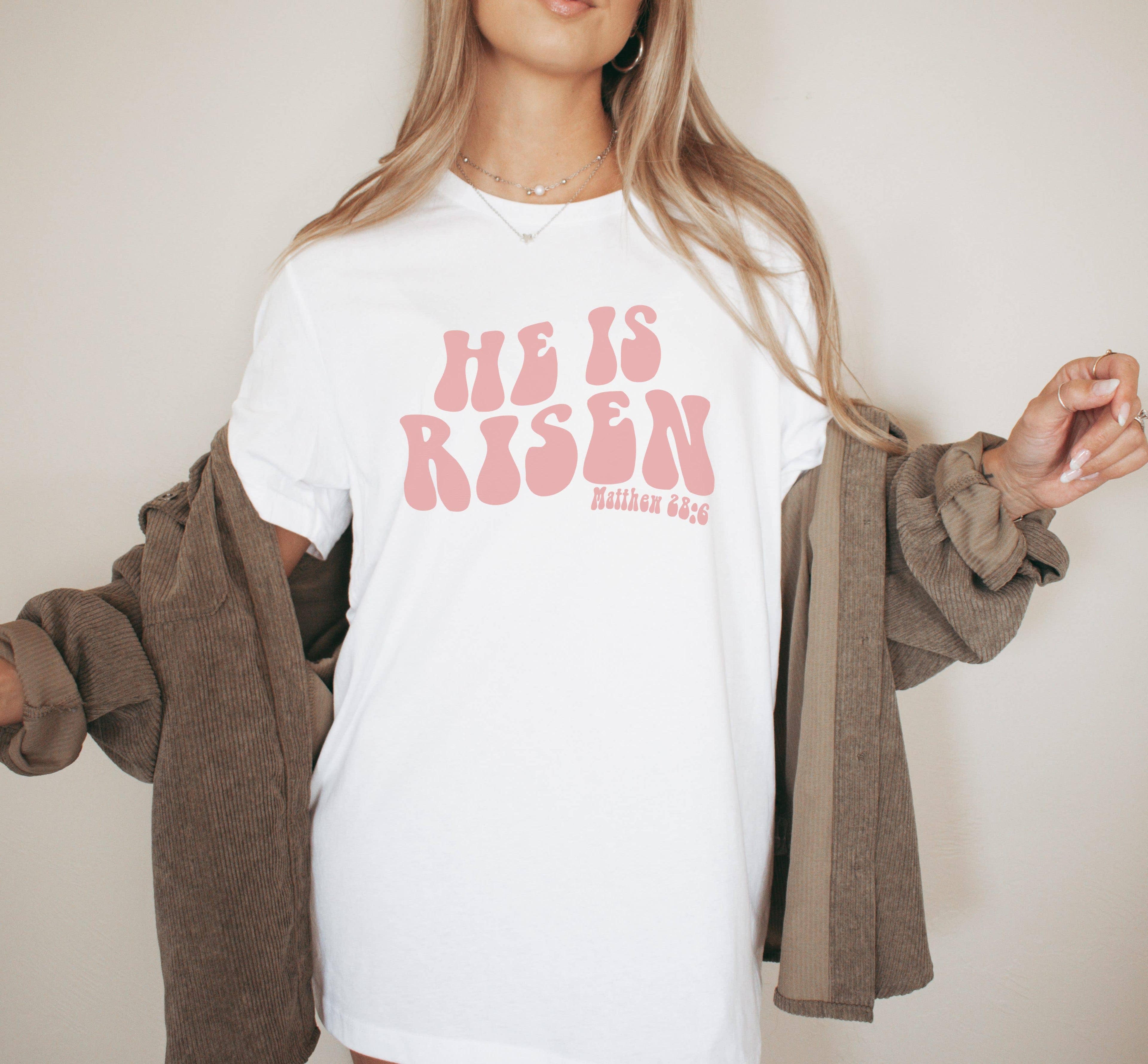 Retro Wave He Is Risen Easter Graphic Tee Hoodie, Sweatshirt | PodTeesHub.com