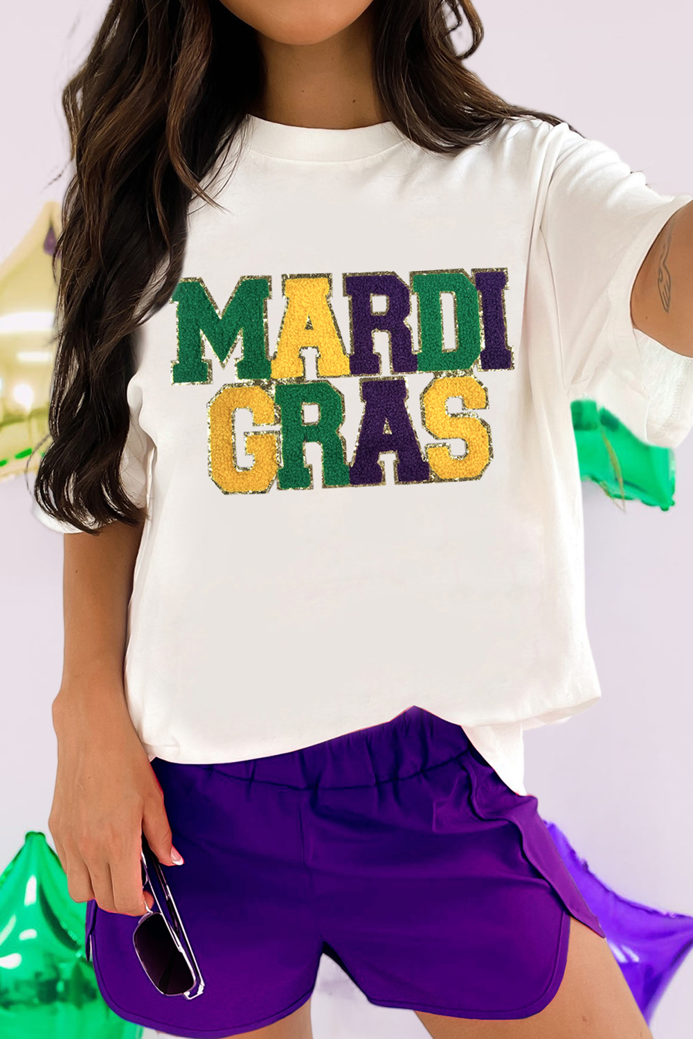 Chenille Mardi Gras Patched Graphic T Shirt (S-3XL) Hoodie, Sweatshirt | PodTeesHub.com