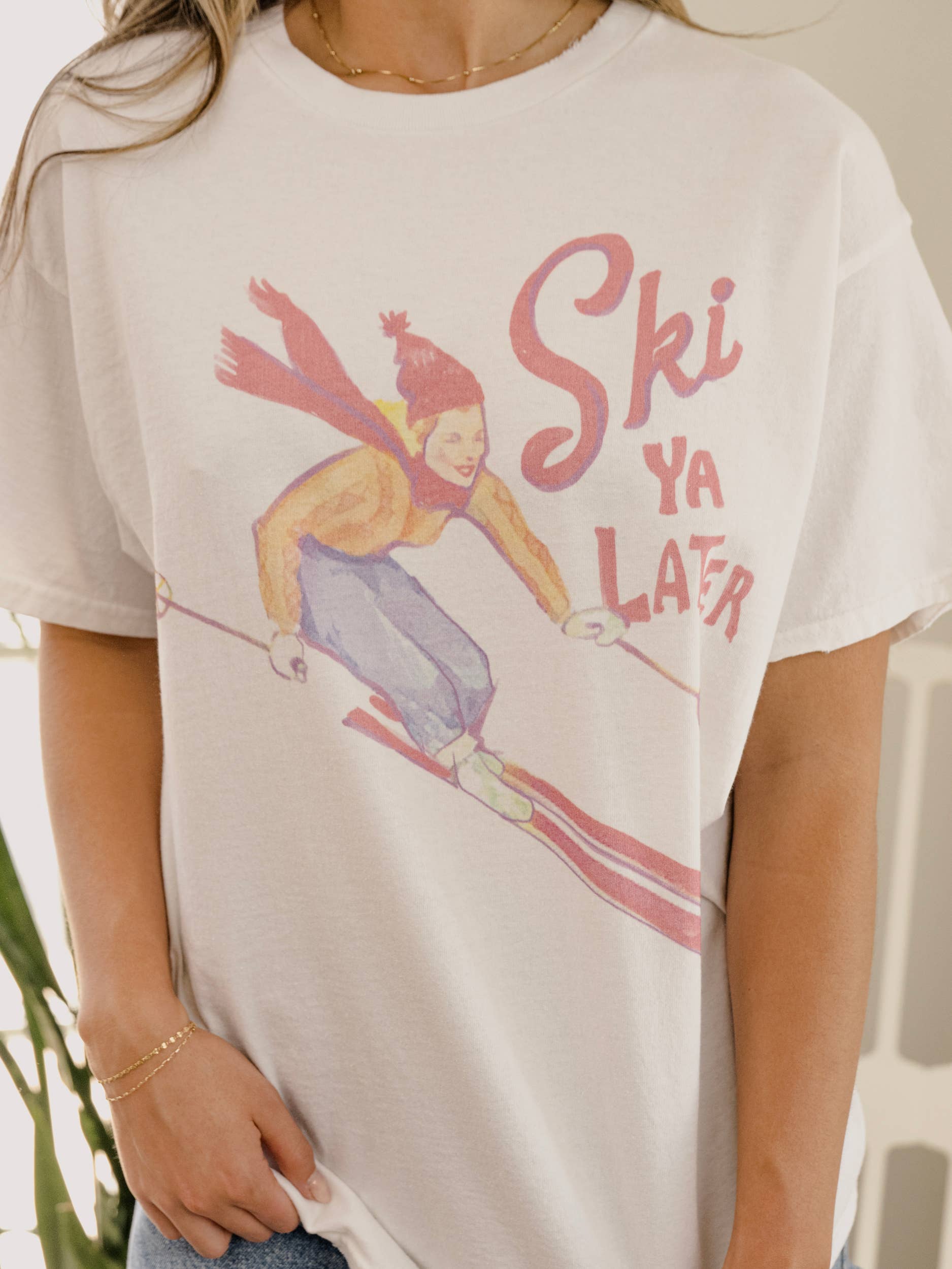 Ski Ya Later Off White Thrifted Tee Hoodie, Sweatshirt | PodTeesHub.com