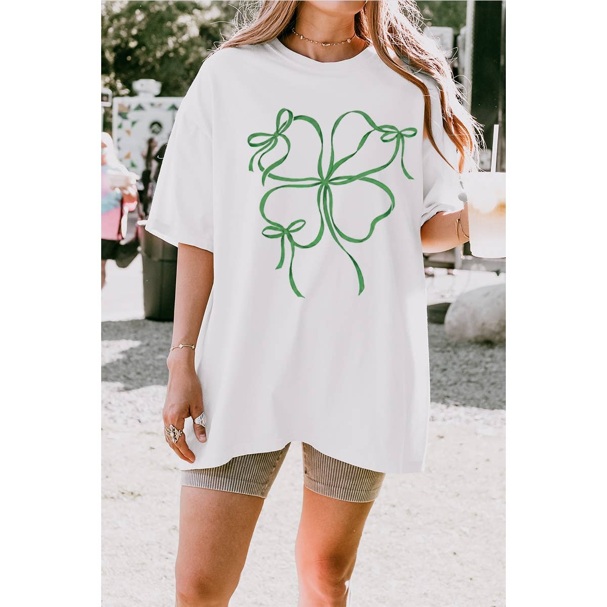 Clover St Patrics  Graphic Oversized Tee Hoodie, Sweatshirt | PodTeesHub.com