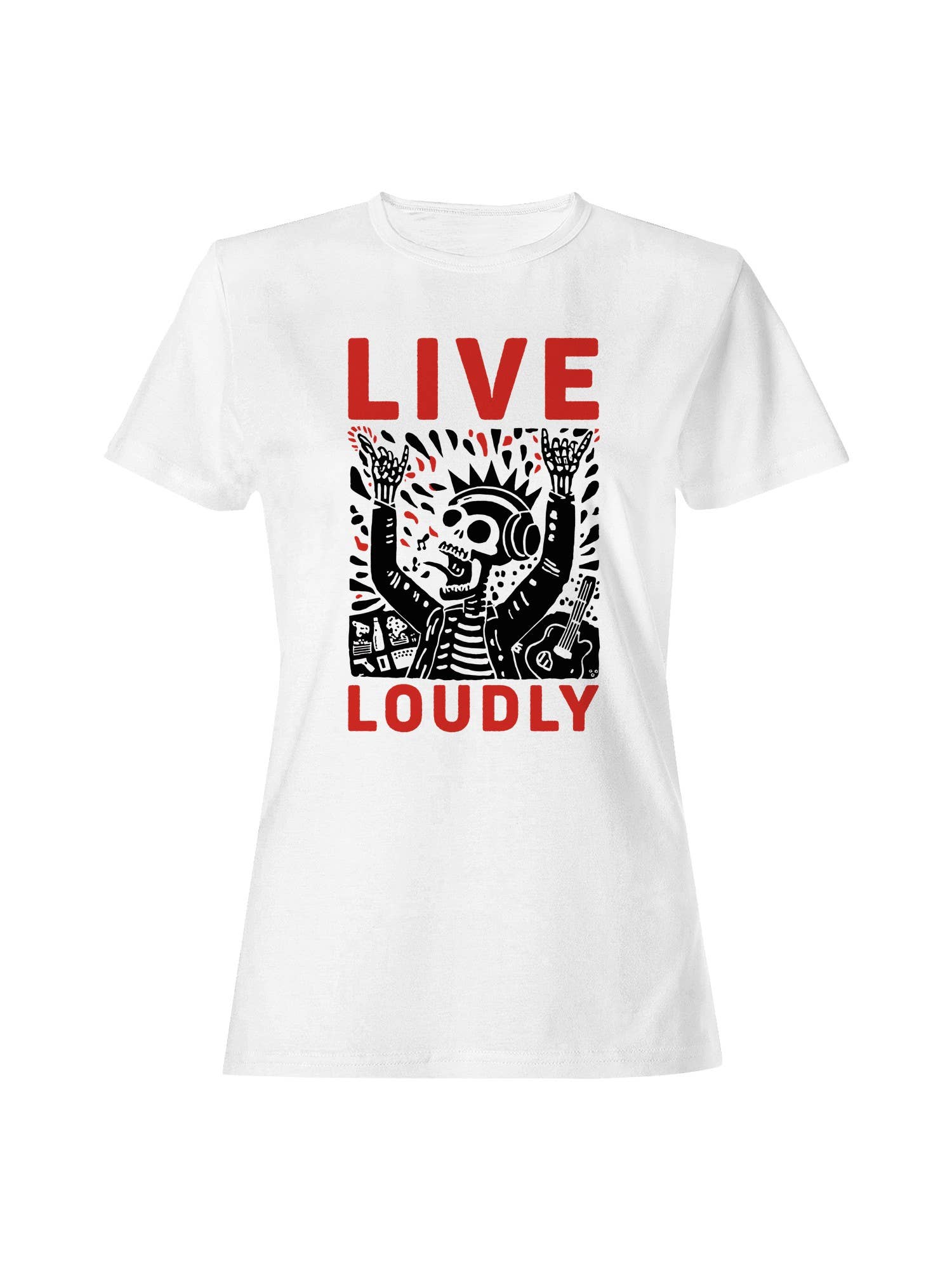 Live Loudly Skeleton Headphones Women's T-Shirt Hoodie, Sweatshirt | PodTeesHub.com