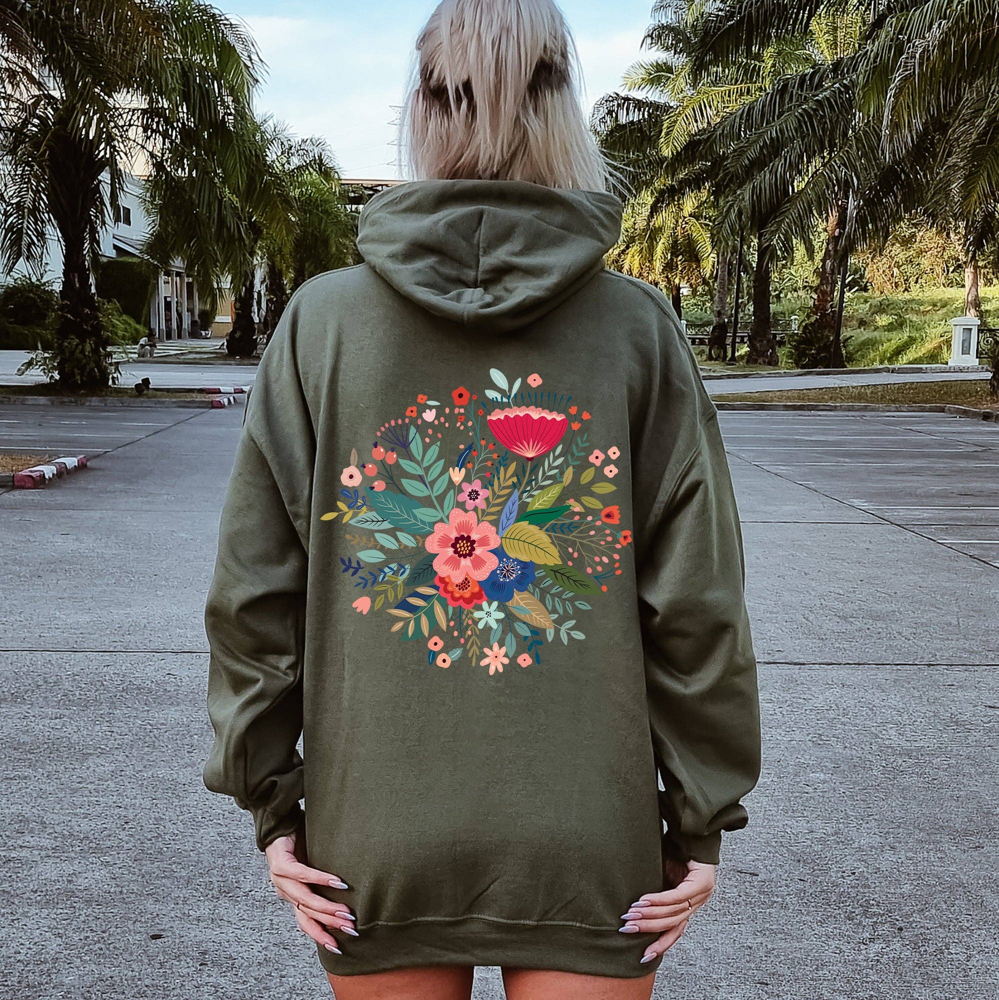 Circular Floral Folk Art Hoodie T-Shirts, Sweatshirt | PodTeesHub.com