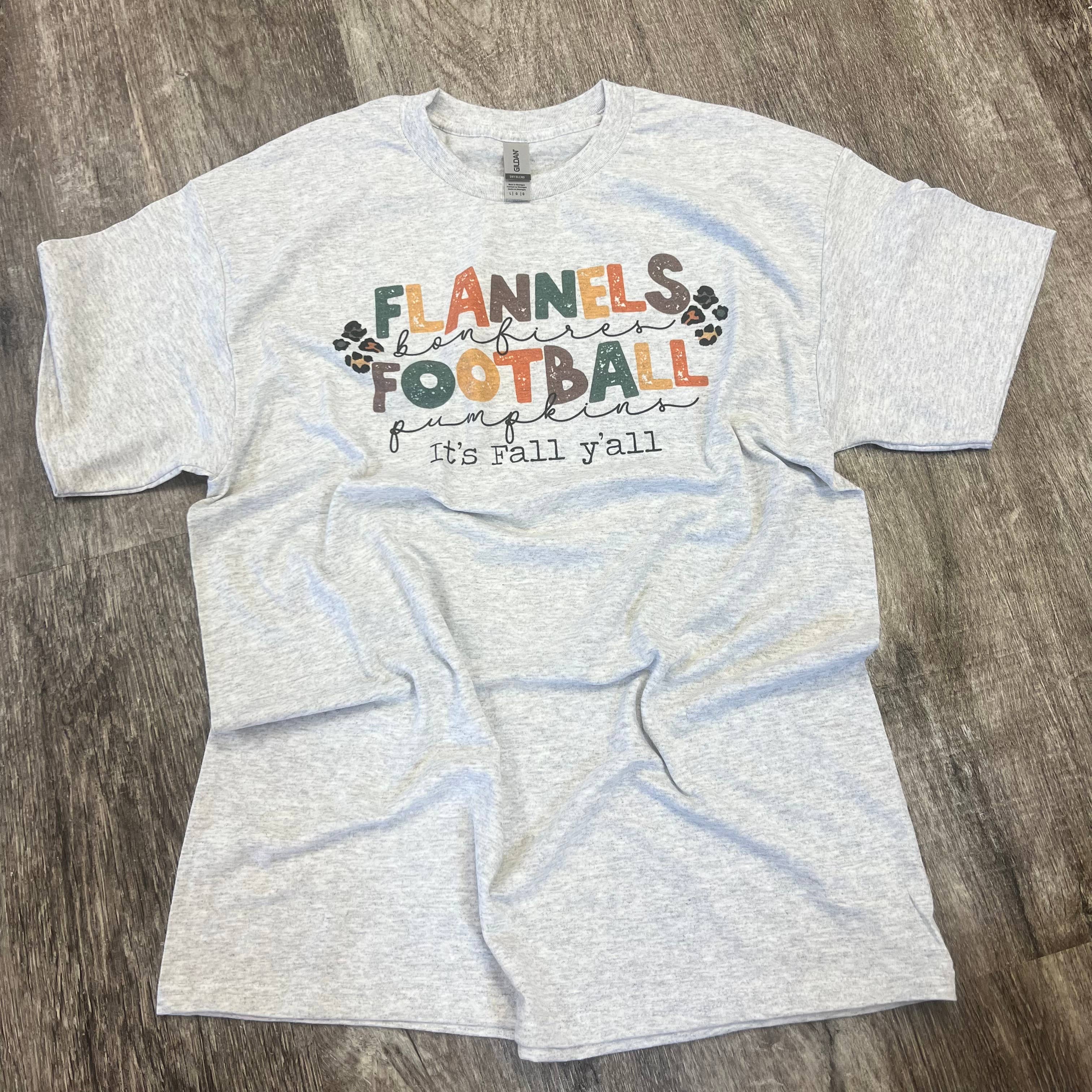 Flannels and Football On Ash Gray Tee Hoodie, Sweatshirt | PodTeesHub.com