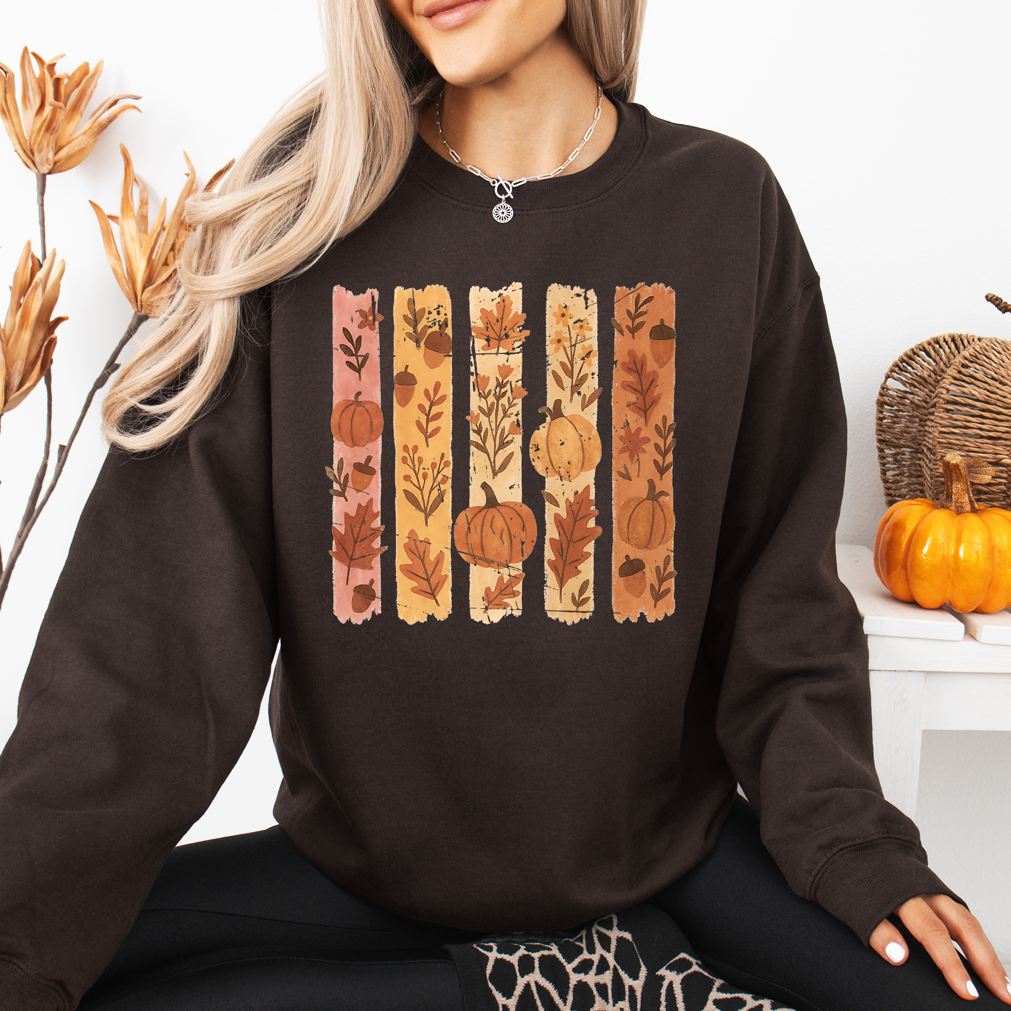 Fall, Brush Stroke, Floral, Pumpkin, Autumn Sweatshirt T-Shirts, Hoodie | PodTeesHub.com