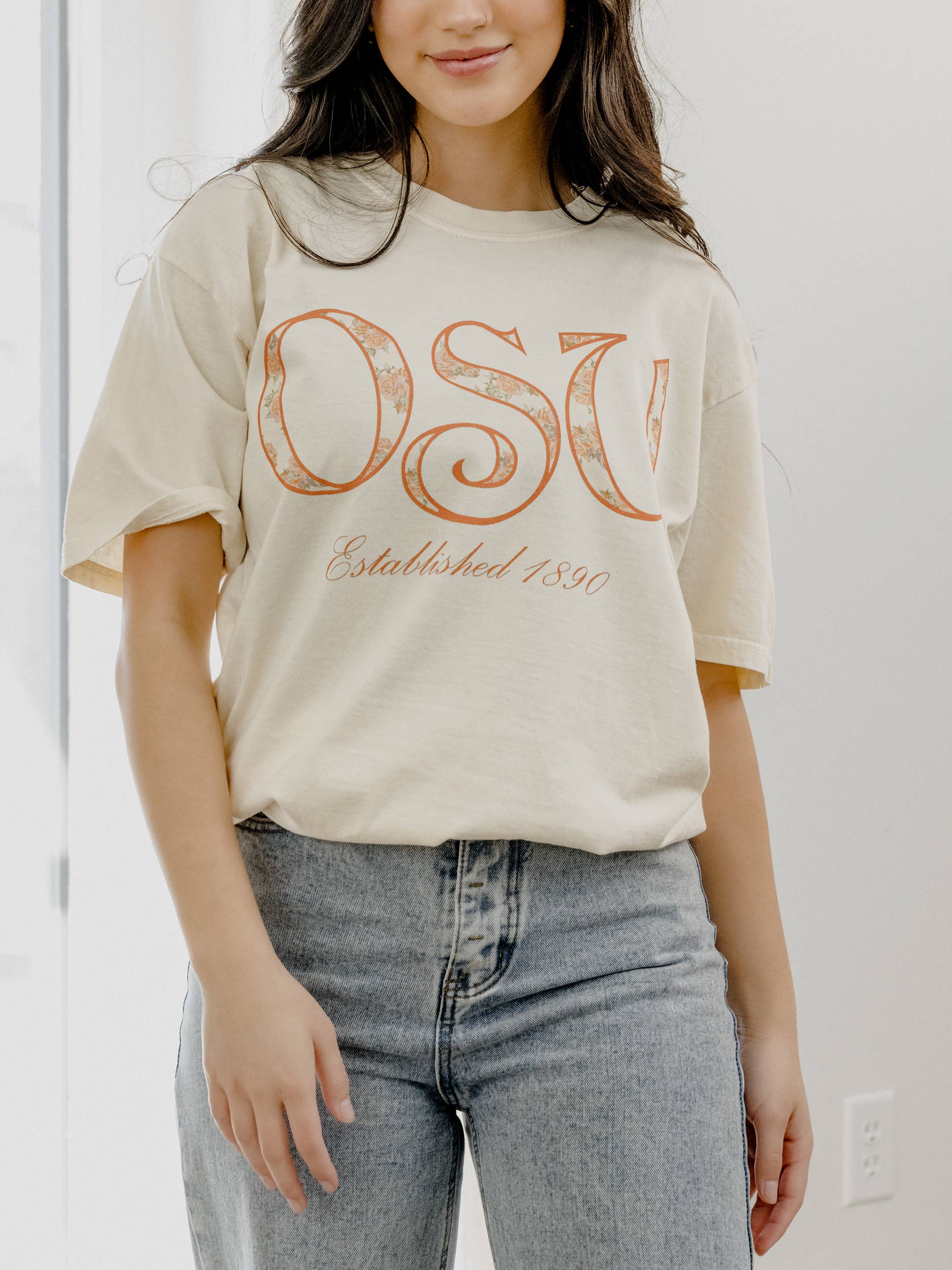 Osu Cowboys Palace Rose Natural Comfort Colors Tee Hoodie, Sweatshirt | PodTeesHub.com