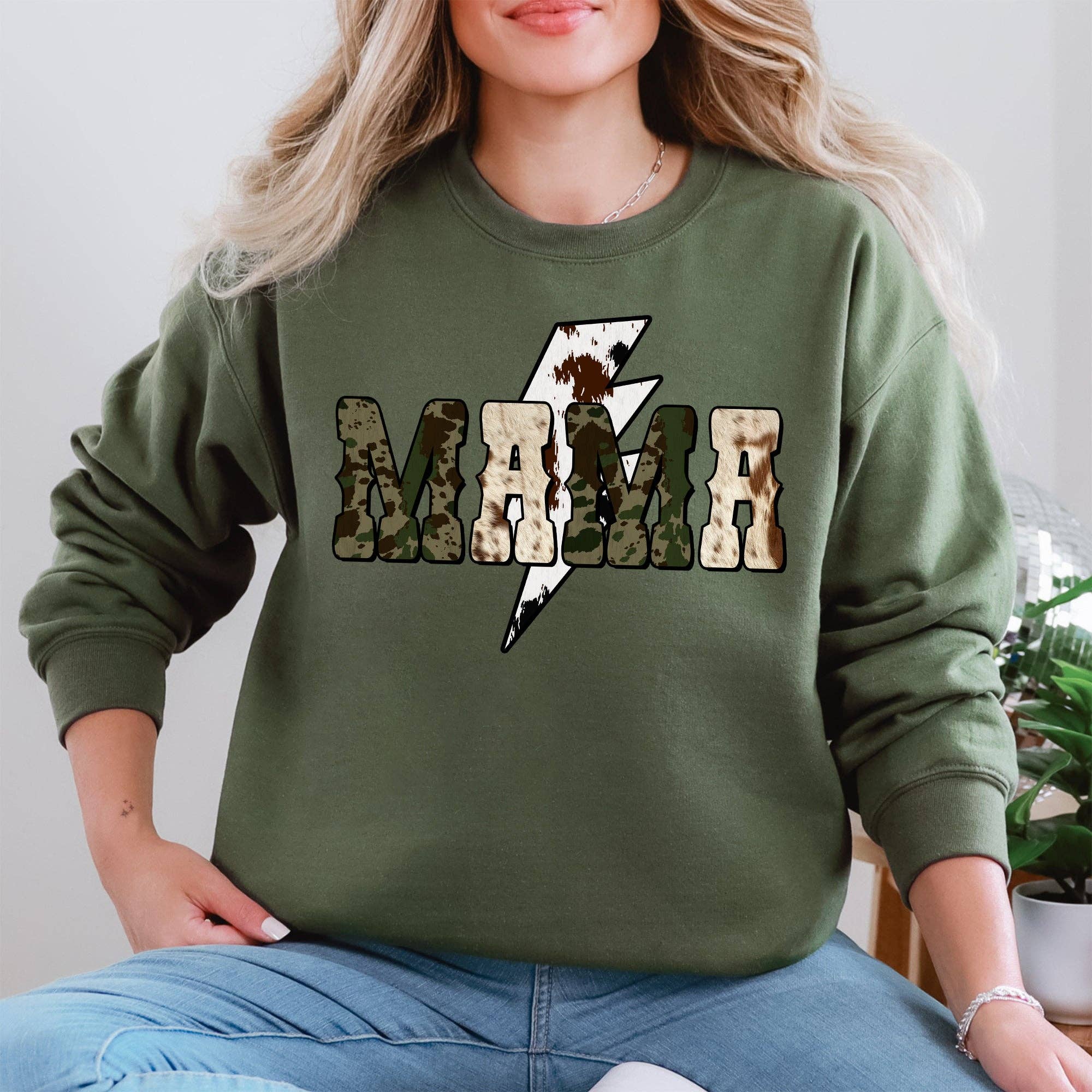 Mama, Cow Print, Checkered Lightning Mother's Day Sweatshirt T-Shirts, Hoodie | PodTeesHub.com