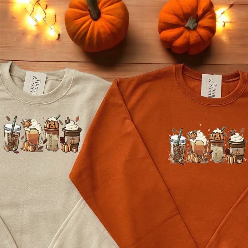 Fall Pumpkin Spice Latte Crewneck Sweatshirt T-Shirts, Hoodie | PodTeesHub.com