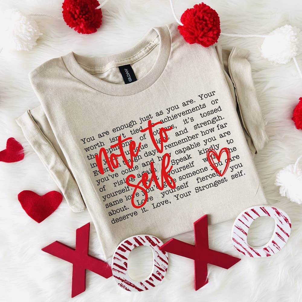 Black Font Note To Self Heart Tee Hoodie, Sweatshirt | PodTeesHub.com