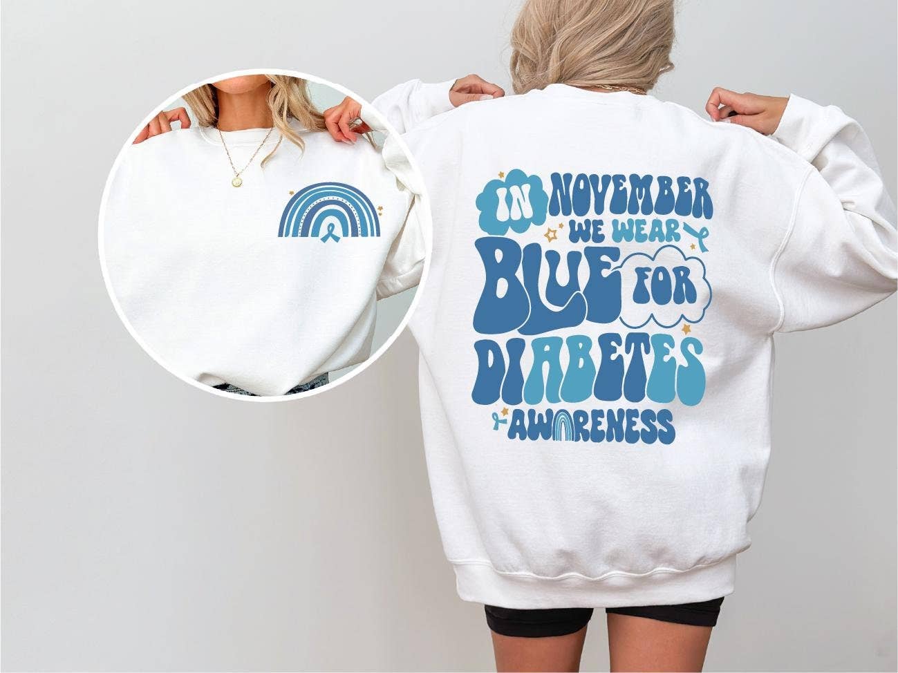 In November We Wear Blue For Diabetes Awareness Shirt Hoodie, Sweatshirt | PodTeesHub.com