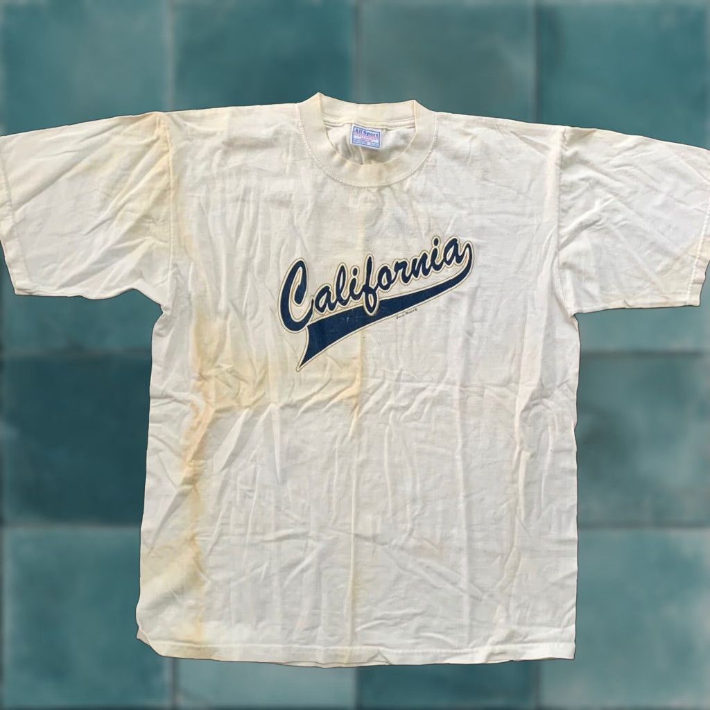 Asics Vintage California Baseball Script Fun Sports Basics Classic Rap Music Xl White T-Shirts, Hoodie, Sweatshirt