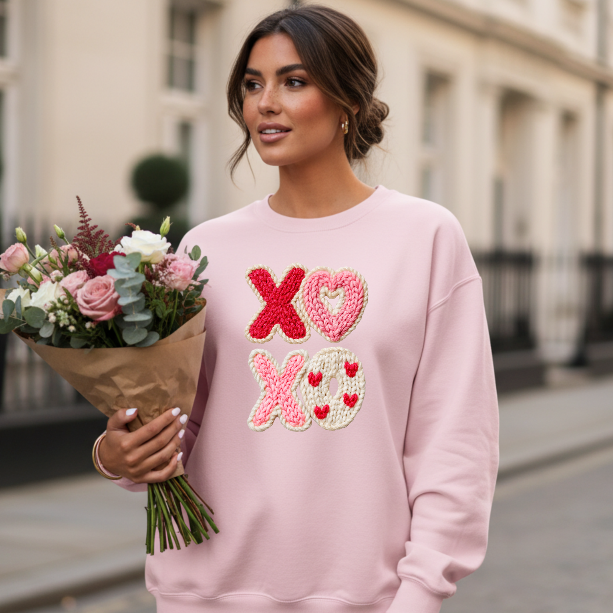Xoxo Faux Knit | Unisex Crewneck Sweatshirt [Gildan] T-Shirts, Hoodie | PodTeesHub.com