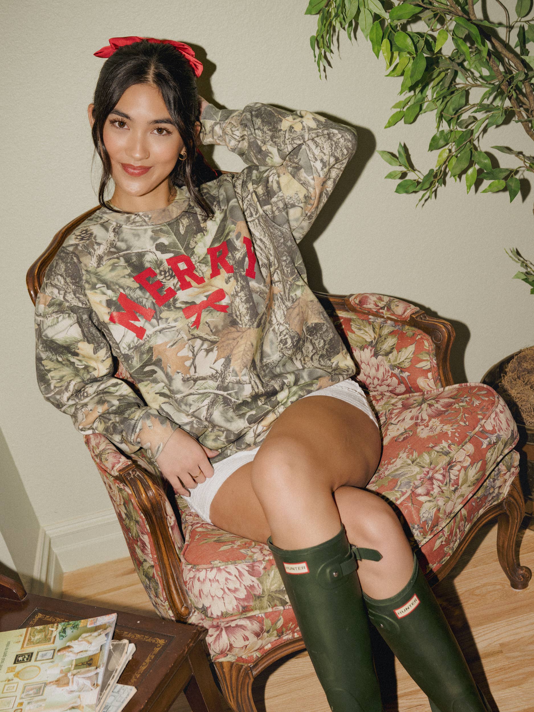 Merry Bow Holiday Christmas Camo Sweatshirt T-Shirts, Hoodie | PodTeesHub.com
