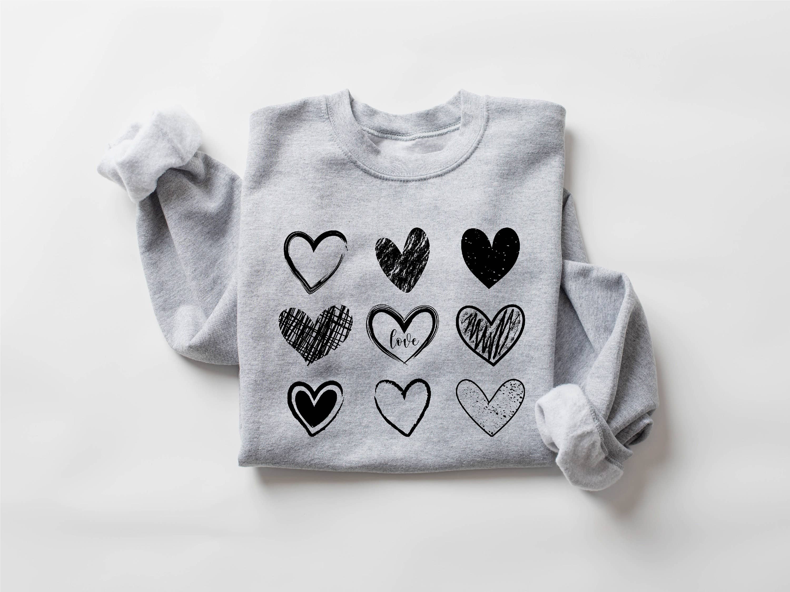 Women's Valentine's Day Sweatshirt Cute Hearts Design T-Shirts, Hoodie | PodTeesHub.com
