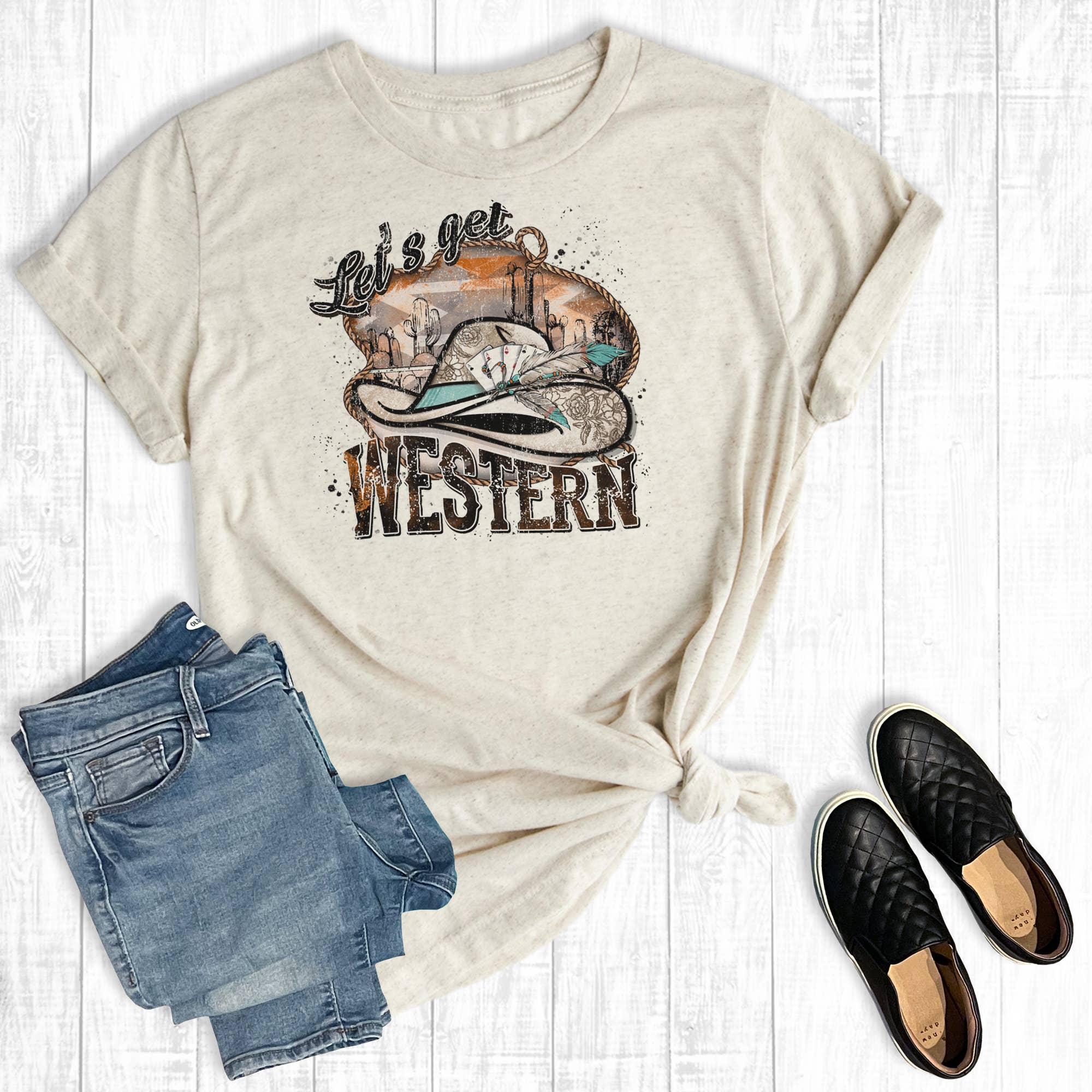 Let's Get Western Graphic Tee Hoodie, Sweatshirt | PodTeesHub.com