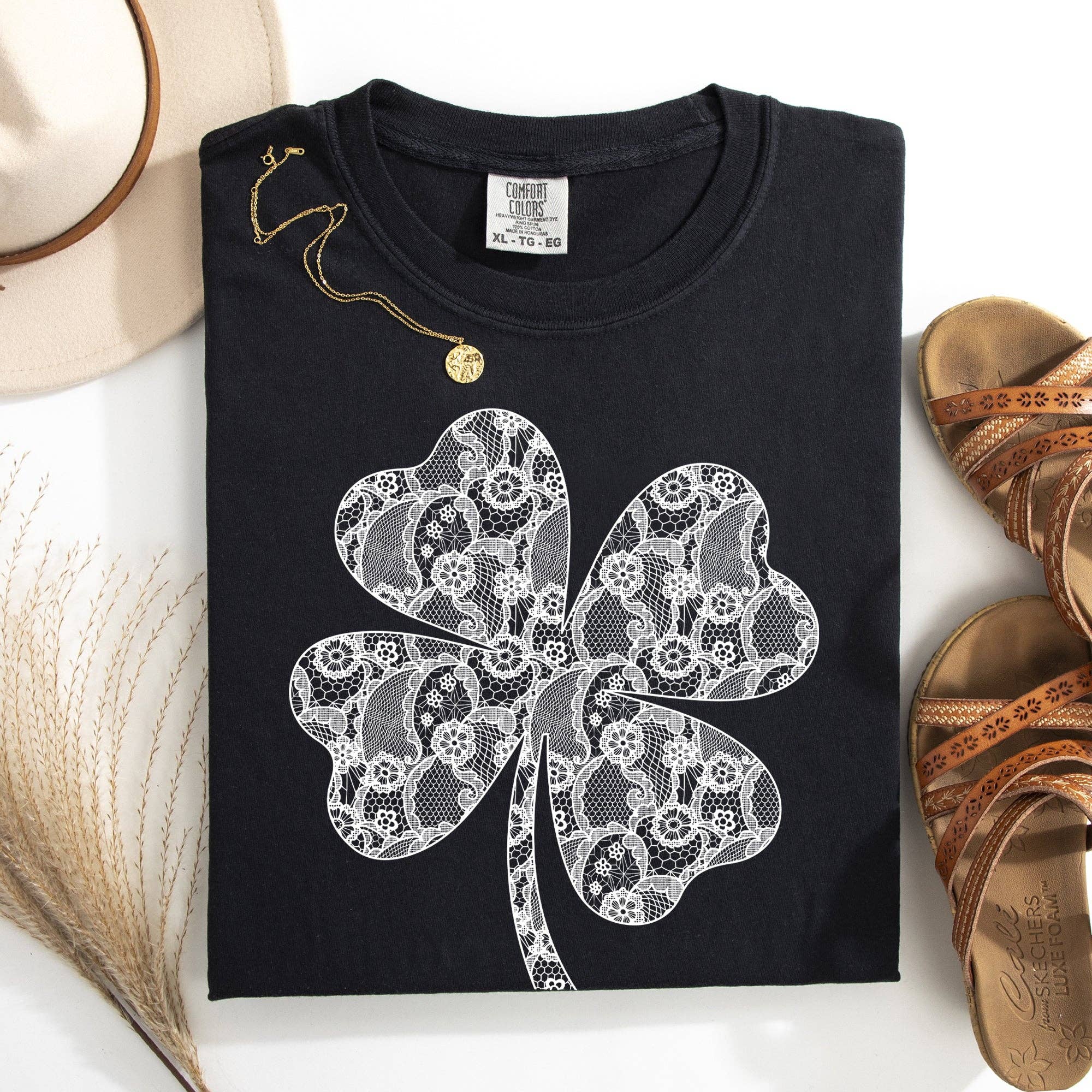 Lace, Coquette  St Patrick's Day, Shamrock, Clover, Tshirt Hoodie, Sweatshirt | PodTeesHub.com