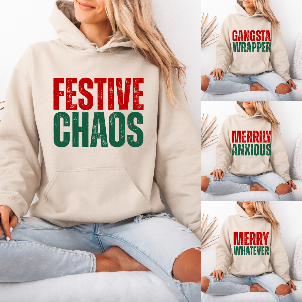 Festive Chaos | Unisex Hoodie Sweatshirt T-Shirts | PodTeesHub.com