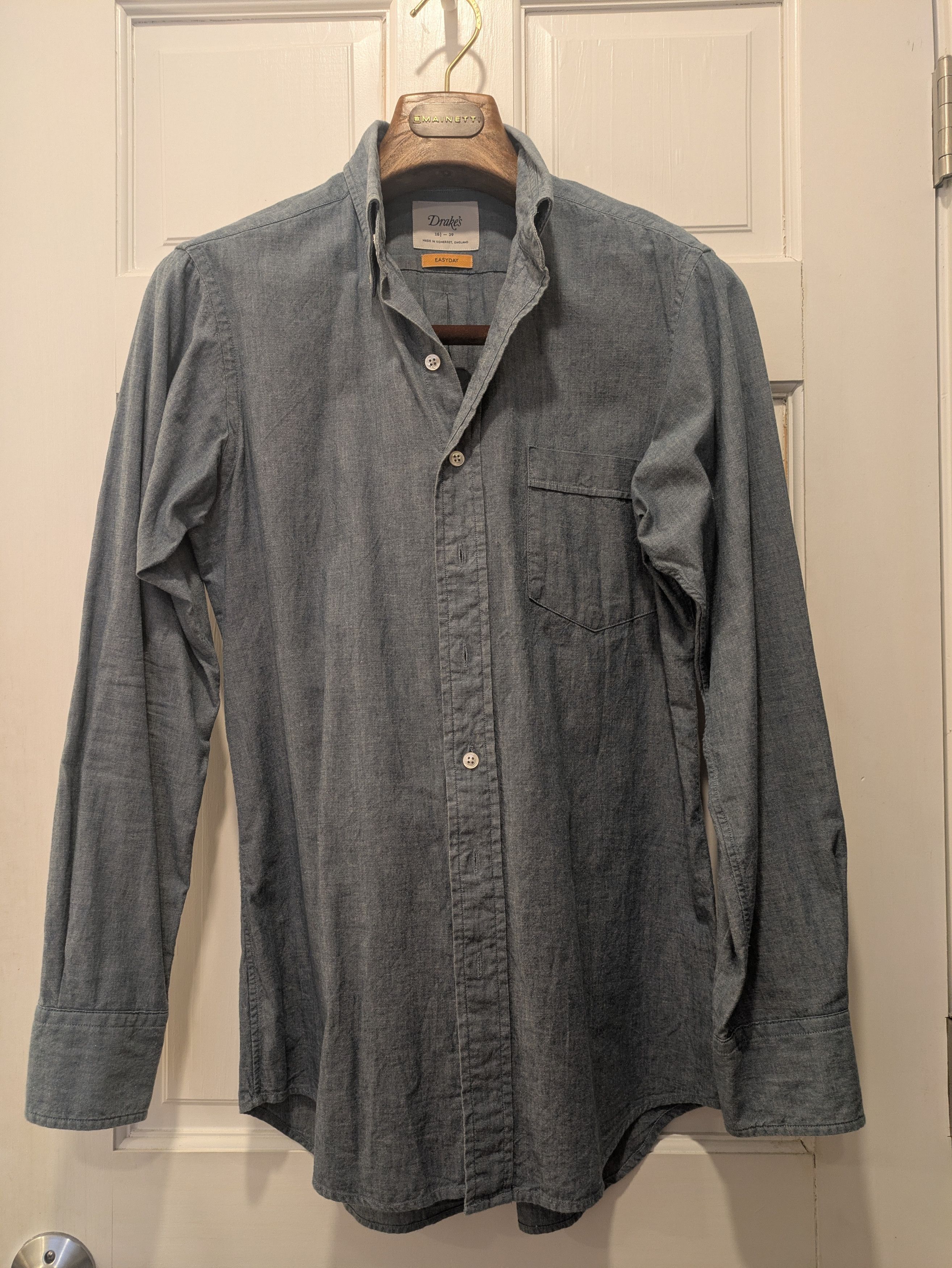S Drake S Easyday Light Blue Chambray Shirt 15 5 Hoodie, Sweatshirt | PodTeesHub.com