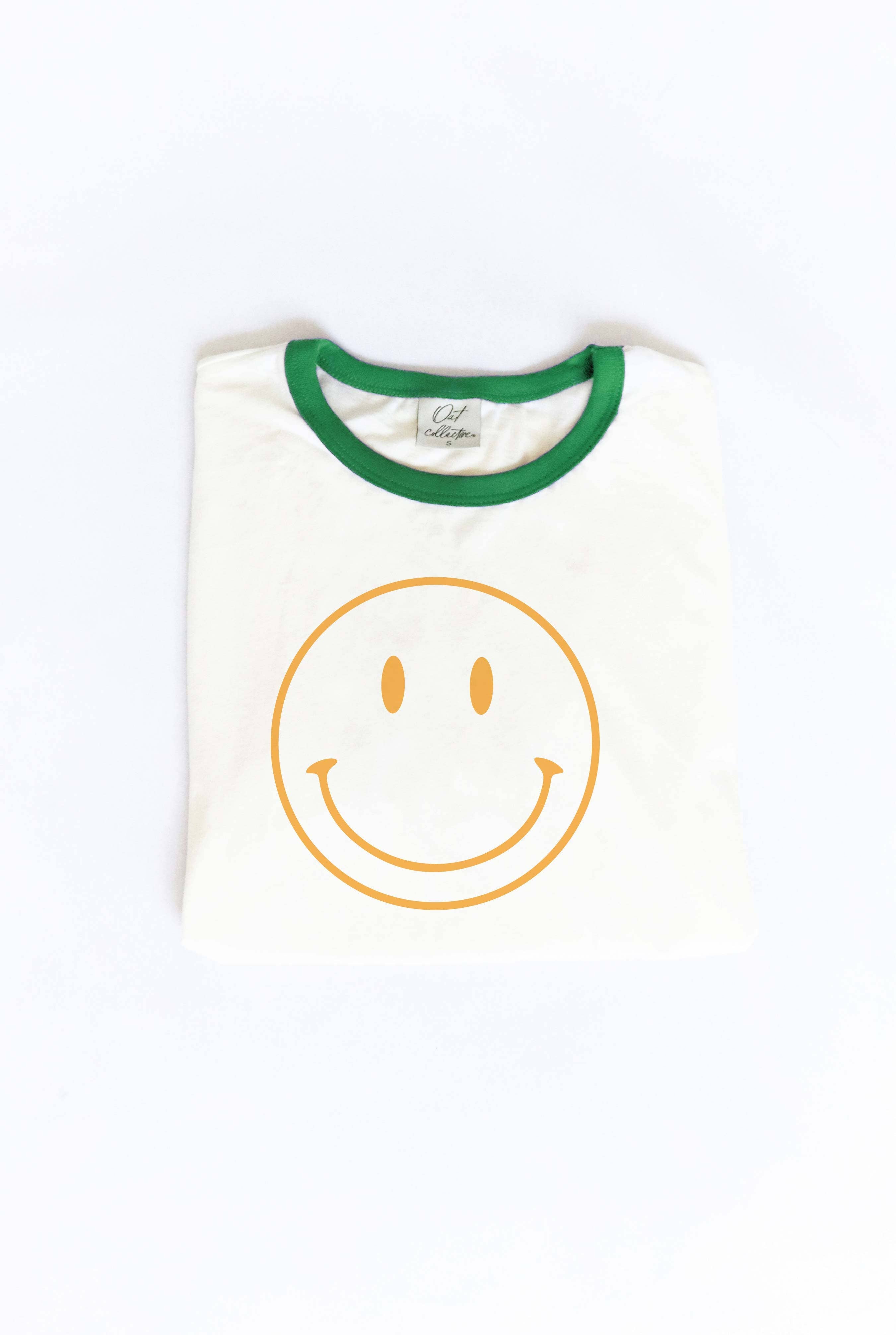 Smiley Face Ringer Graphic T-Shirt Hoodie, Sweatshirt | PodTeesHub.com