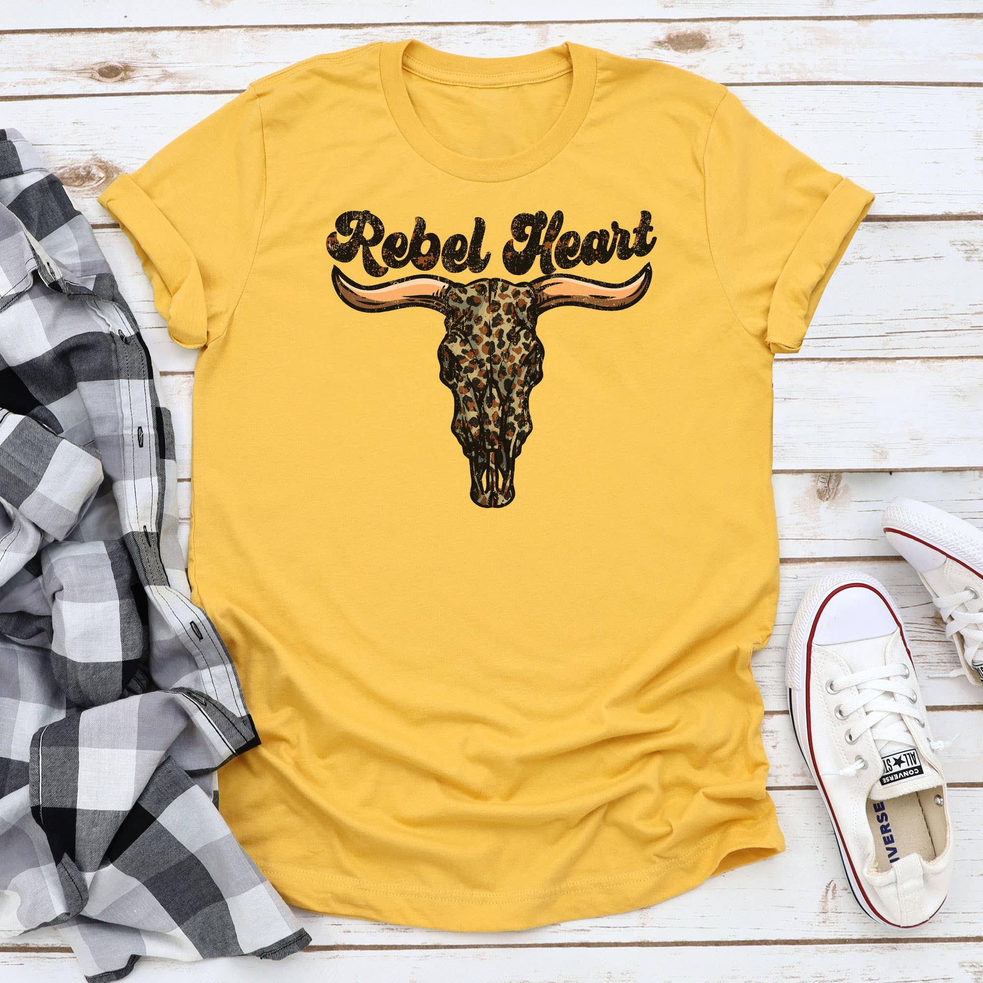 Rebel Heart Leopard Cow Skull Graphic Tee Hoodie, Sweatshirt | PodTeesHub.com