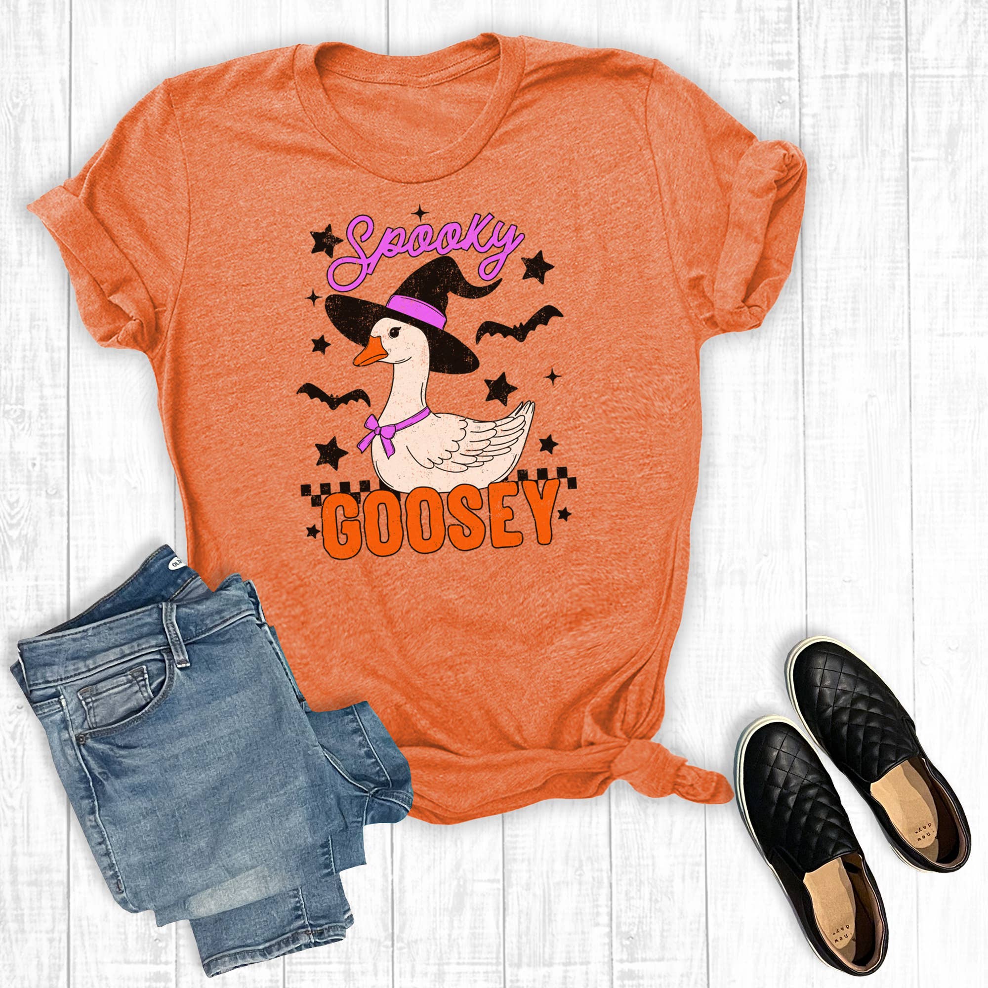 Retro Funny Halloween Spooky Goosey Graphic Tee Hoodie, Sweatshirt | PodTeesHub.com