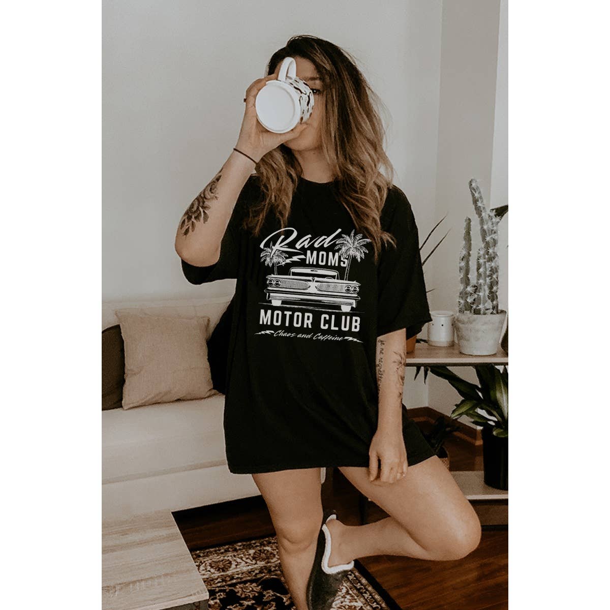 Rad Mom  Graphic Oversized Tee Hoodie, Sweatshirt | PodTeesHub.com