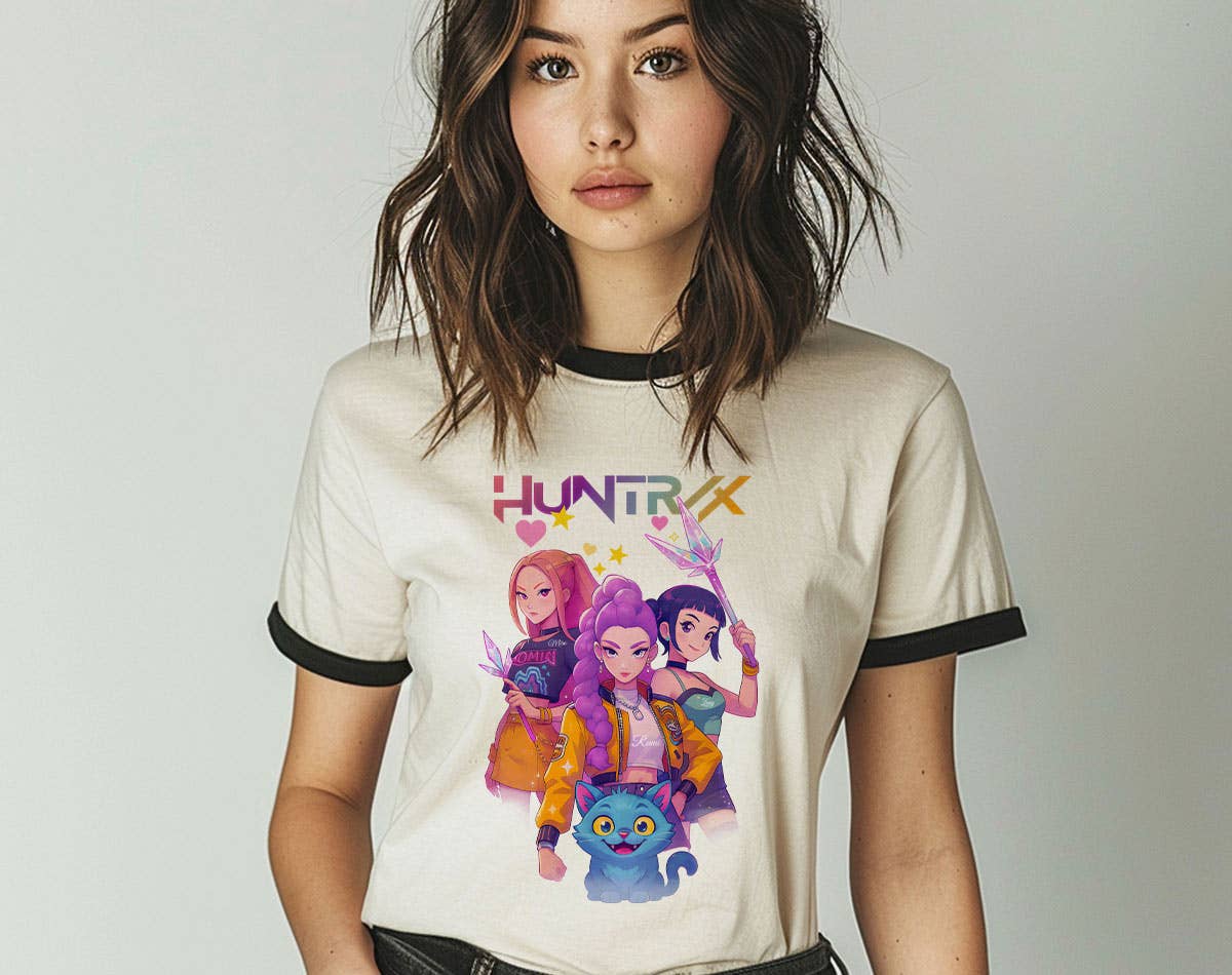 Huntrix Band Kpop Saja Inspired Ringer T-Shirt Hoodie, Sweatshirt | PodTeesHub.com