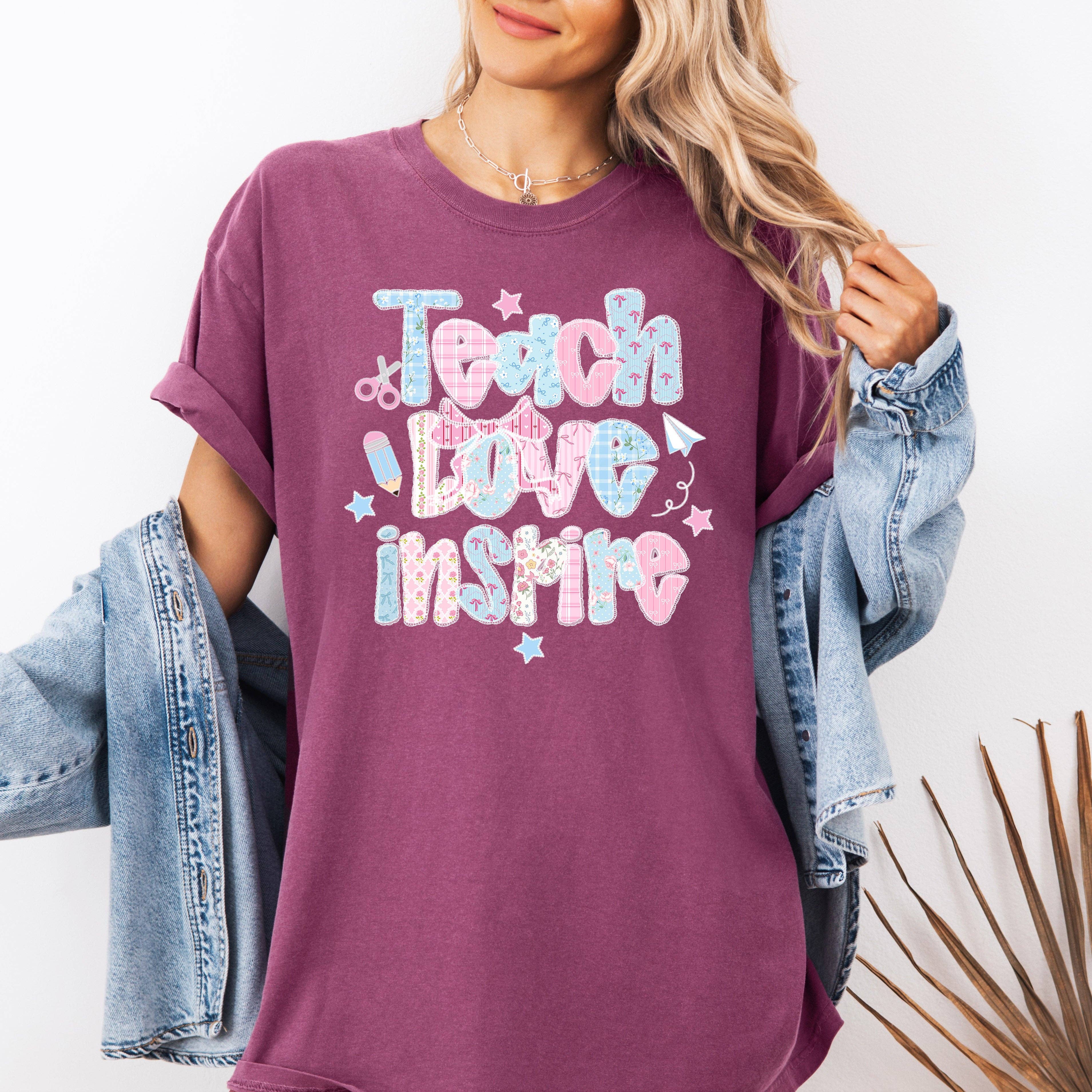 Teach Love Inspire, Pastel, Teacher, Back To School T-Shirt Hoodie, Sweatshirt | PodTeesHub.com