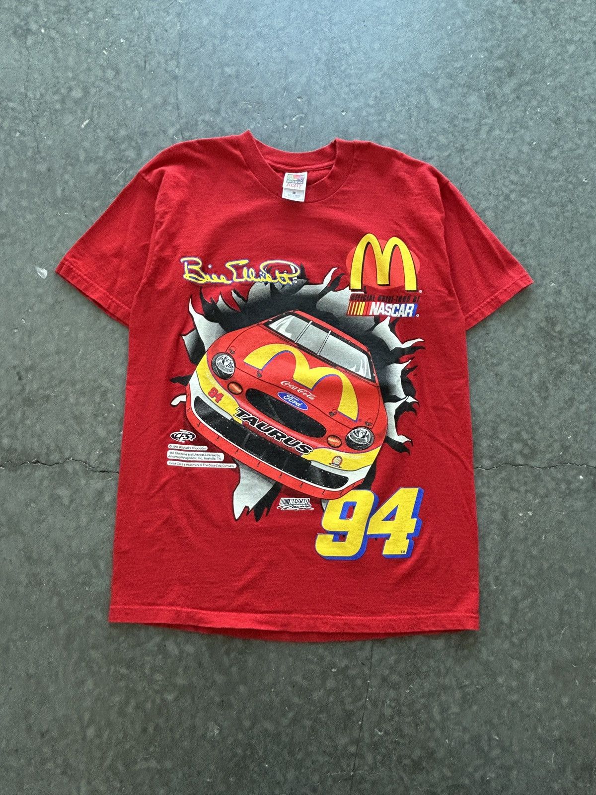 Nascar Vintage 90s Bill Elliot Mcdonalds Nascar Tee Double Sided Hoodie, Sweatshirt | PodTeesHub.com