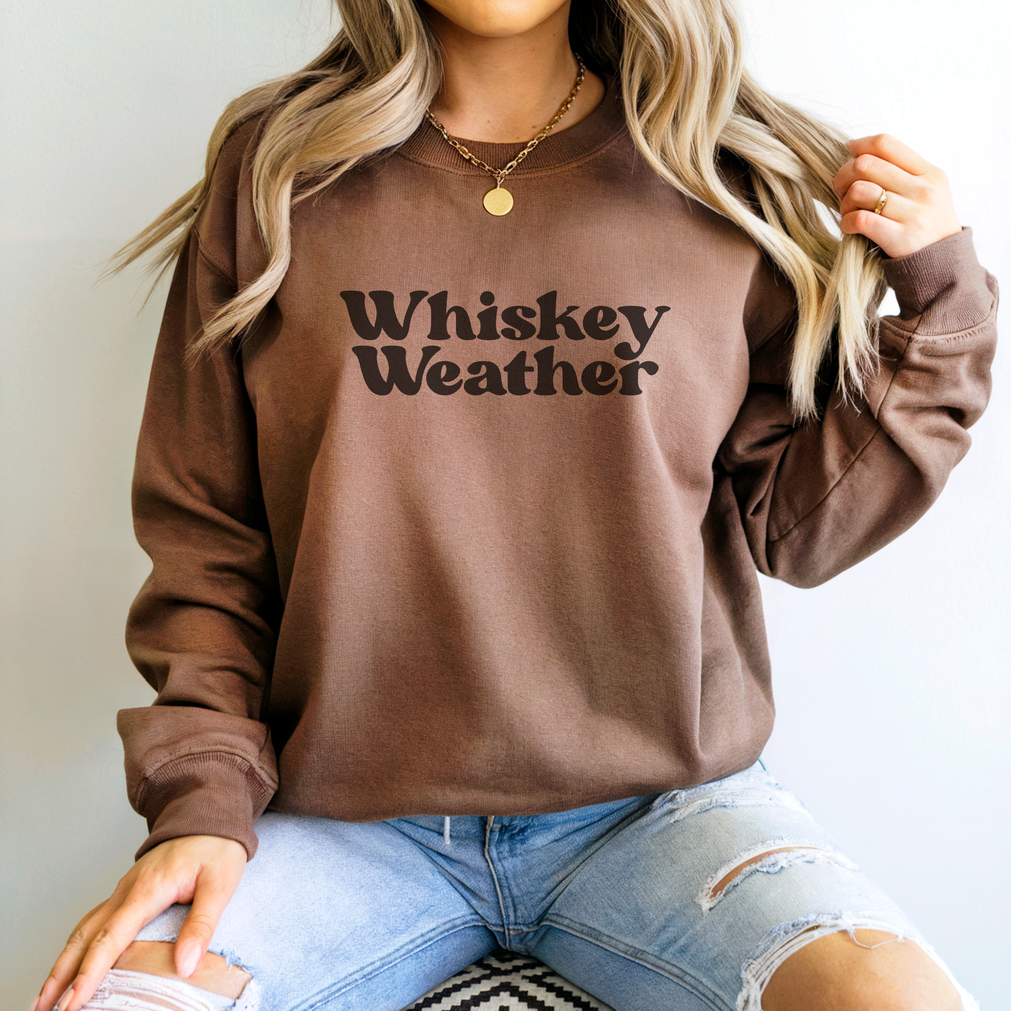 Whiskey Weather Drop Shoulder Crewneck or Long Sleeve Shirt Hoodie, Sweatshirt | PodTeesHub.com