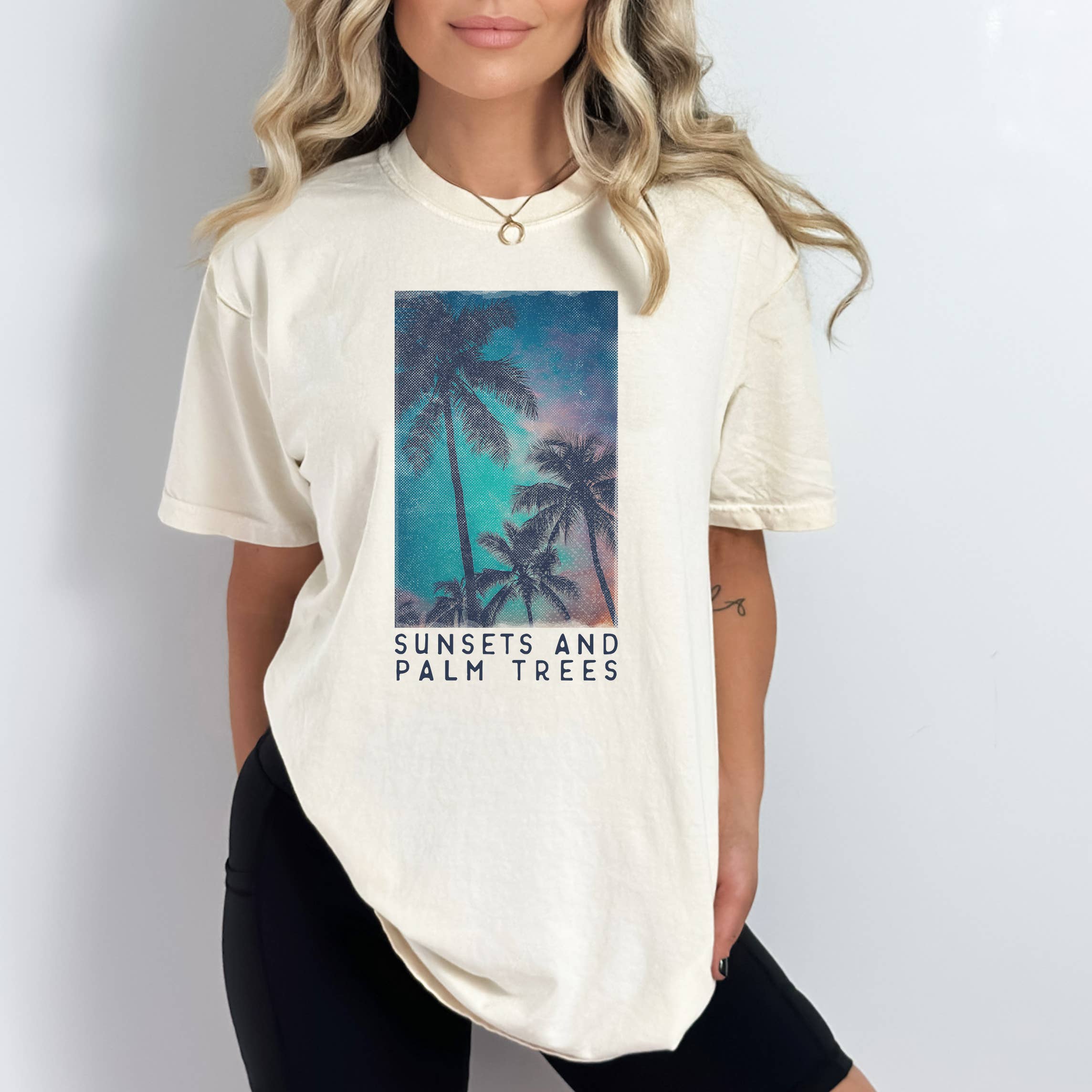 Sunset & Palm Trees Tee | Summer | Beach | Sizes S-2XL Hoodie, Sweatshirt | PodTeesHub.com