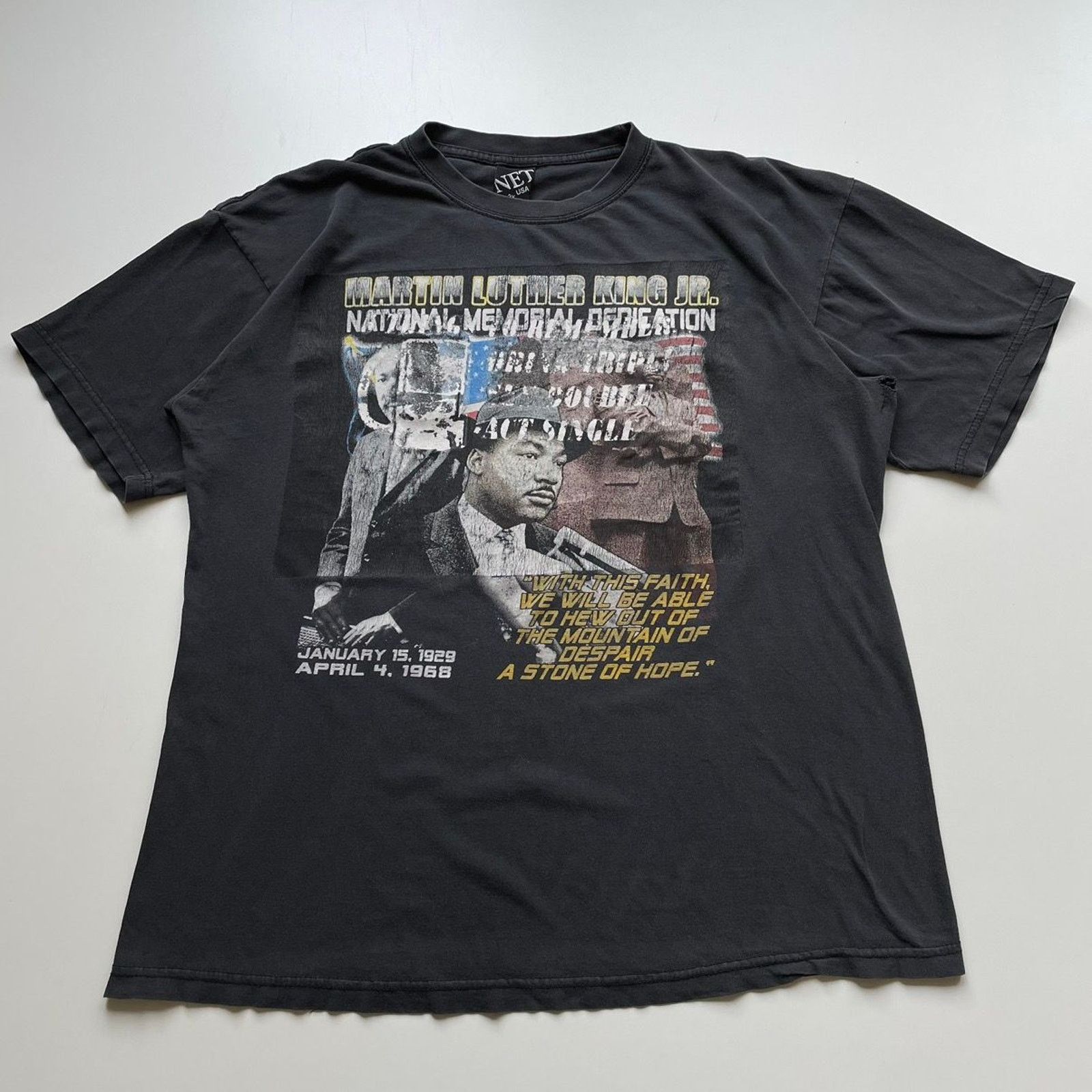 Vintage 90s Martin Luther King Jr T Shirt 2xl Faded Black Hoodie, Sweatshirt | PodTeesHub.com