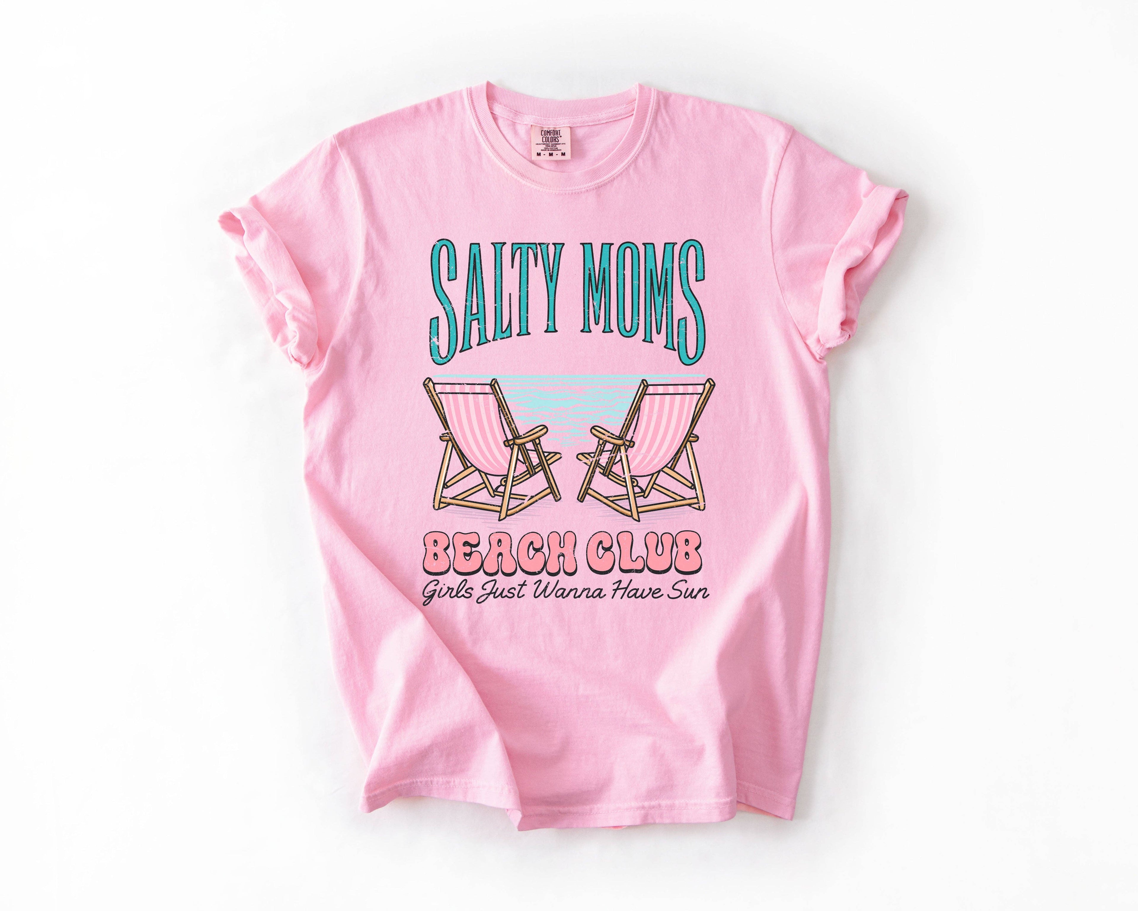 Salty Moms Beach Club, Summer, Beach, Sea Western T-Shirt Hoodie, Sweatshirt | PodTeesHub.com