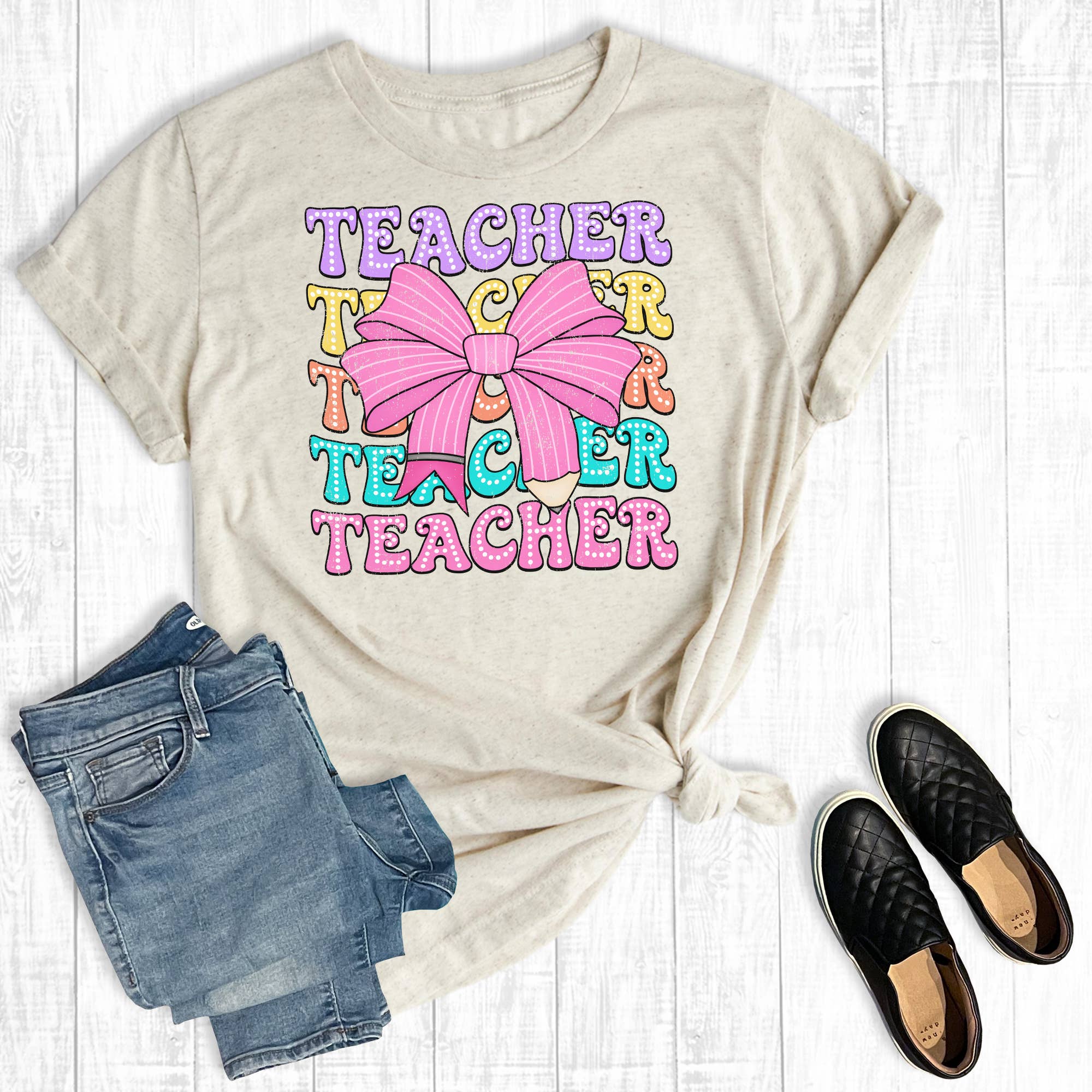 Teachers Coquette Bow Back To School Graphic Tee Hoodie, Sweatshirt | PodTeesHub.com