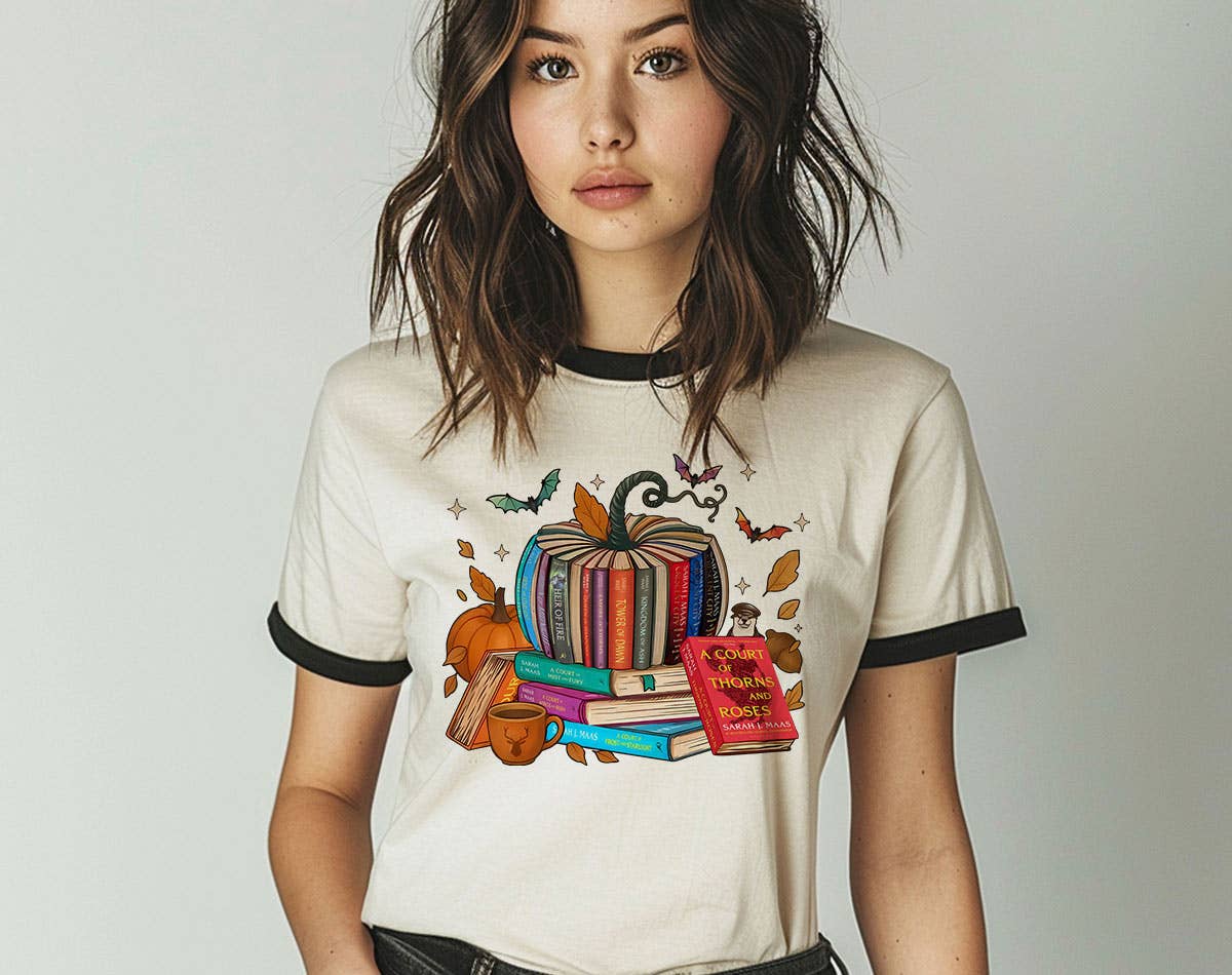 A Court of Roses & Roses Inspired Pumpkin Book Ringer Shirt Hoodie, Sweatshirt | PodTeesHub.com