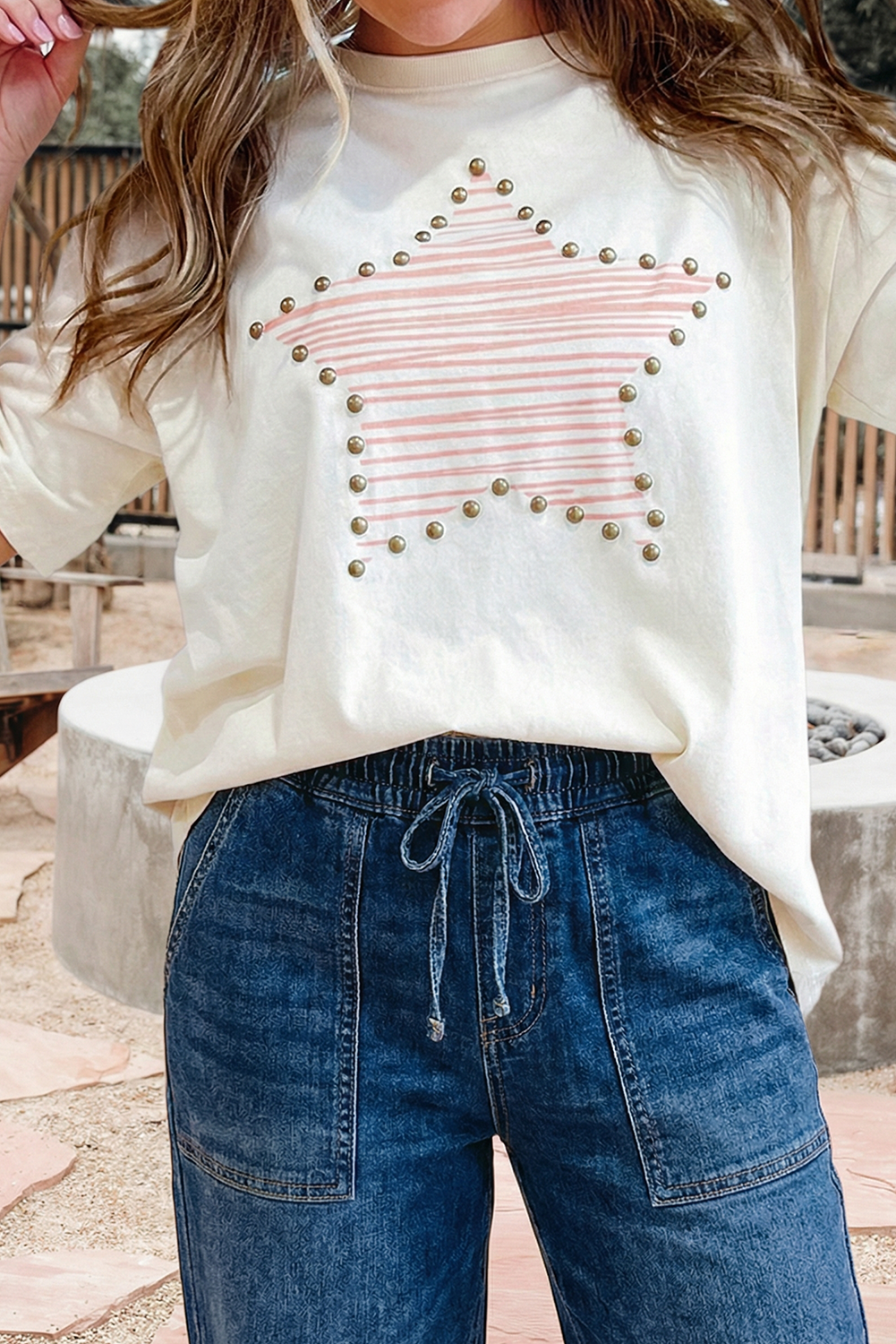 66 Stardaze Star Print Stud Detail Cotton Jersey Top (S-Xl) T-Shirts, Hoodie, Sweatshirt | PodTeesHub.com