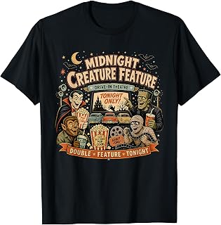 Retro 90s Vampire Frankenstein Midnight Creature Feature T-Shirt