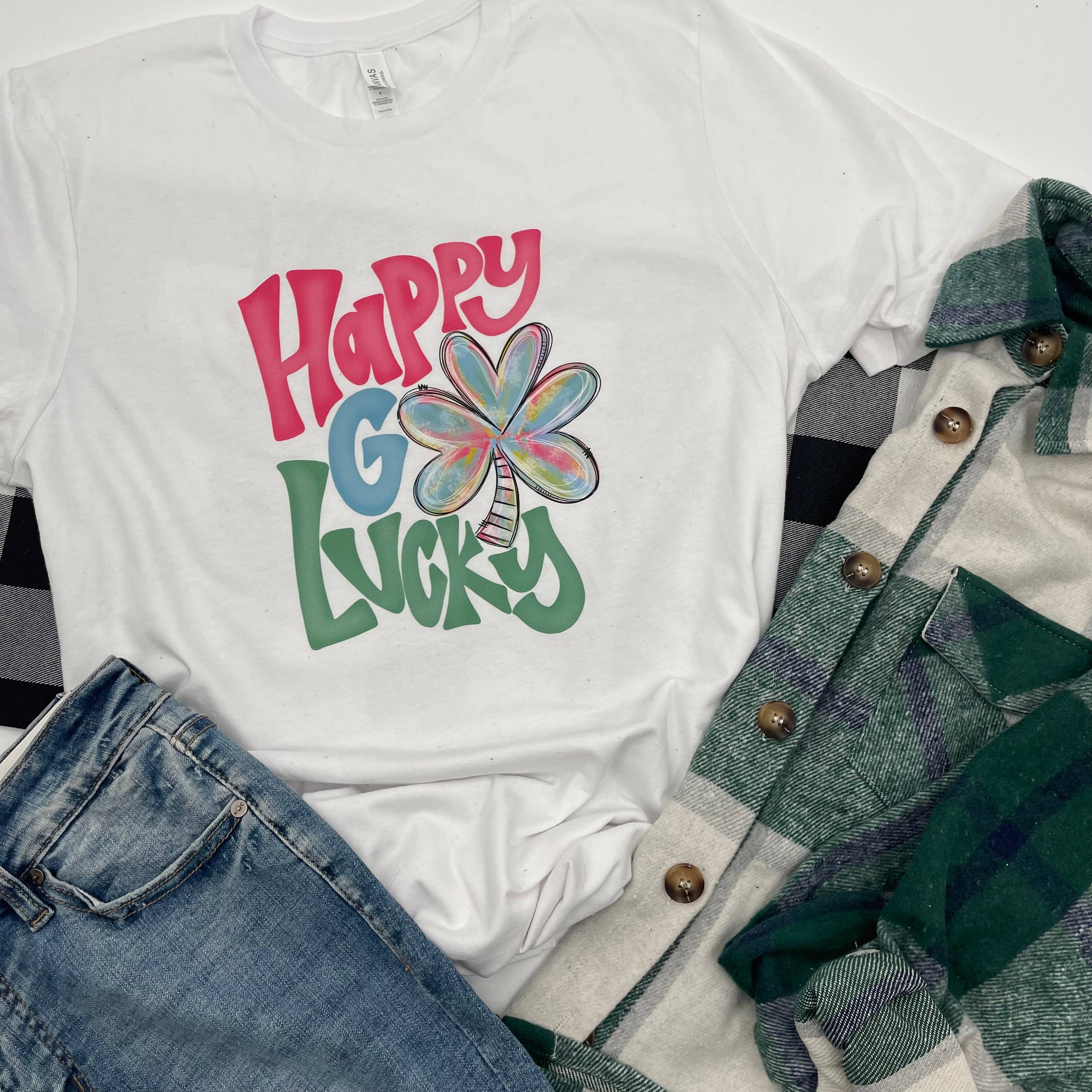 Happy Go Lucky Tee Hoodie, Sweatshirt | PodTeesHub.com