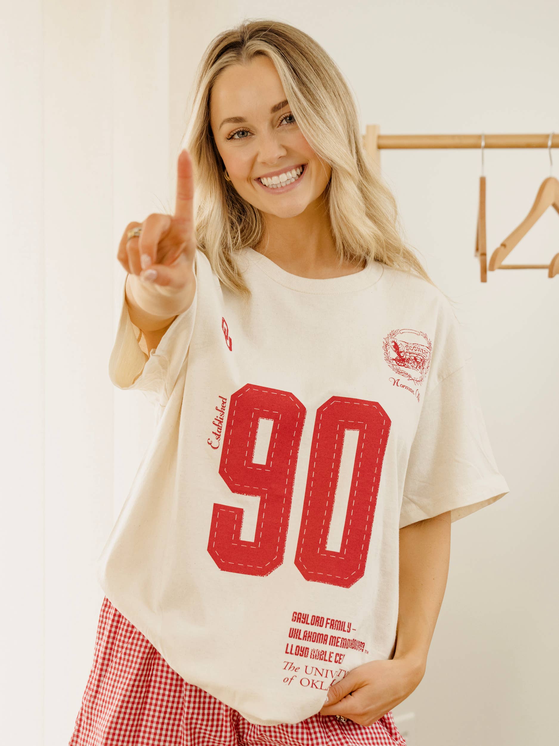 Ou Oklahoma Sooners Crest Stamp Off White Thrifted Tee Hoodie, Sweatshirt | PodTeesHub.com