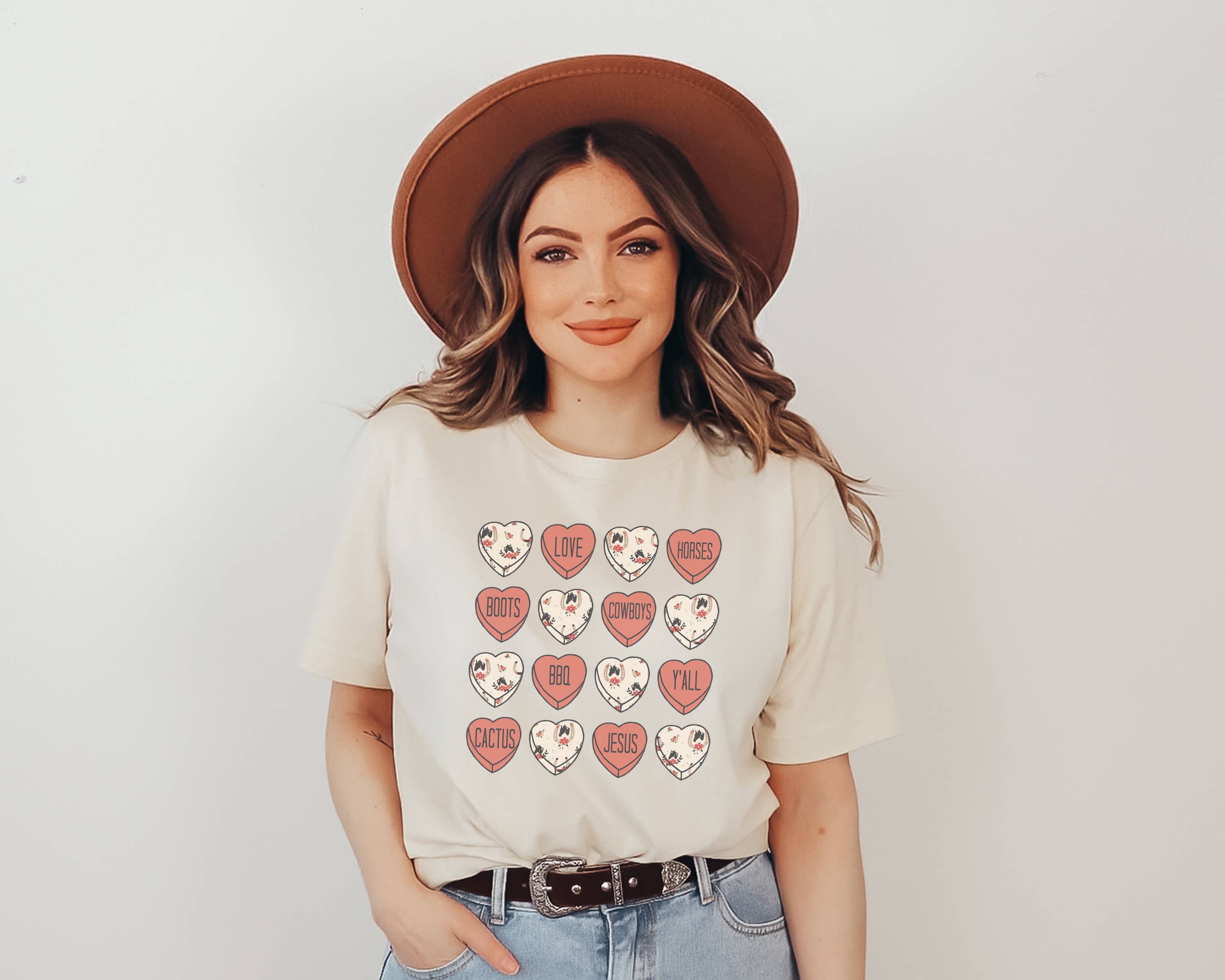 Cowgirl Hearts Valentine Tee Hoodie, Sweatshirt | PodTeesHub.com